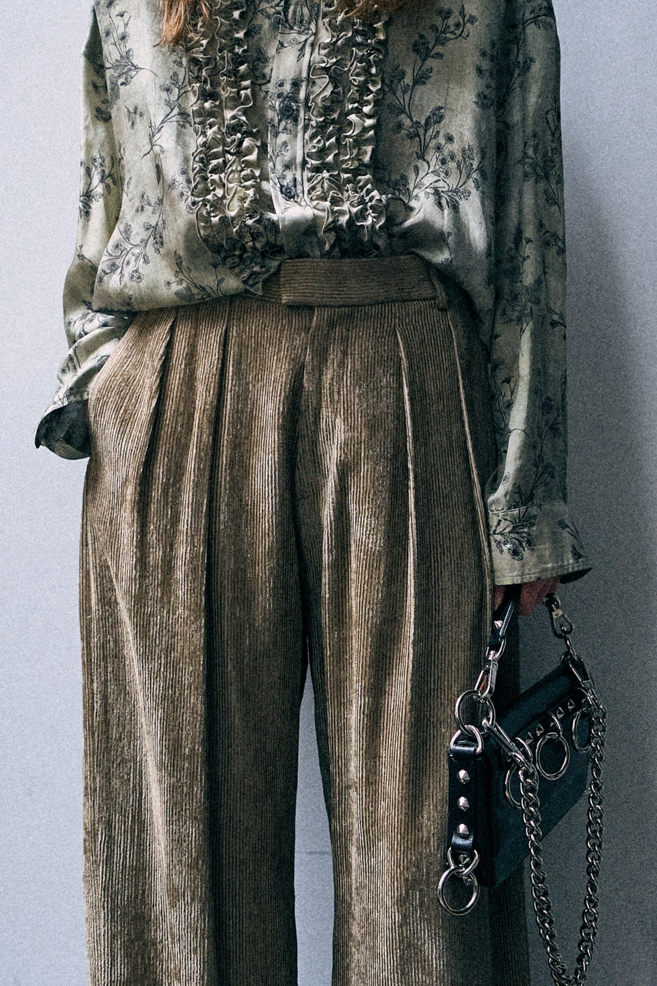 Pleated Wide Leg Pant - Dusty Khaki - R13