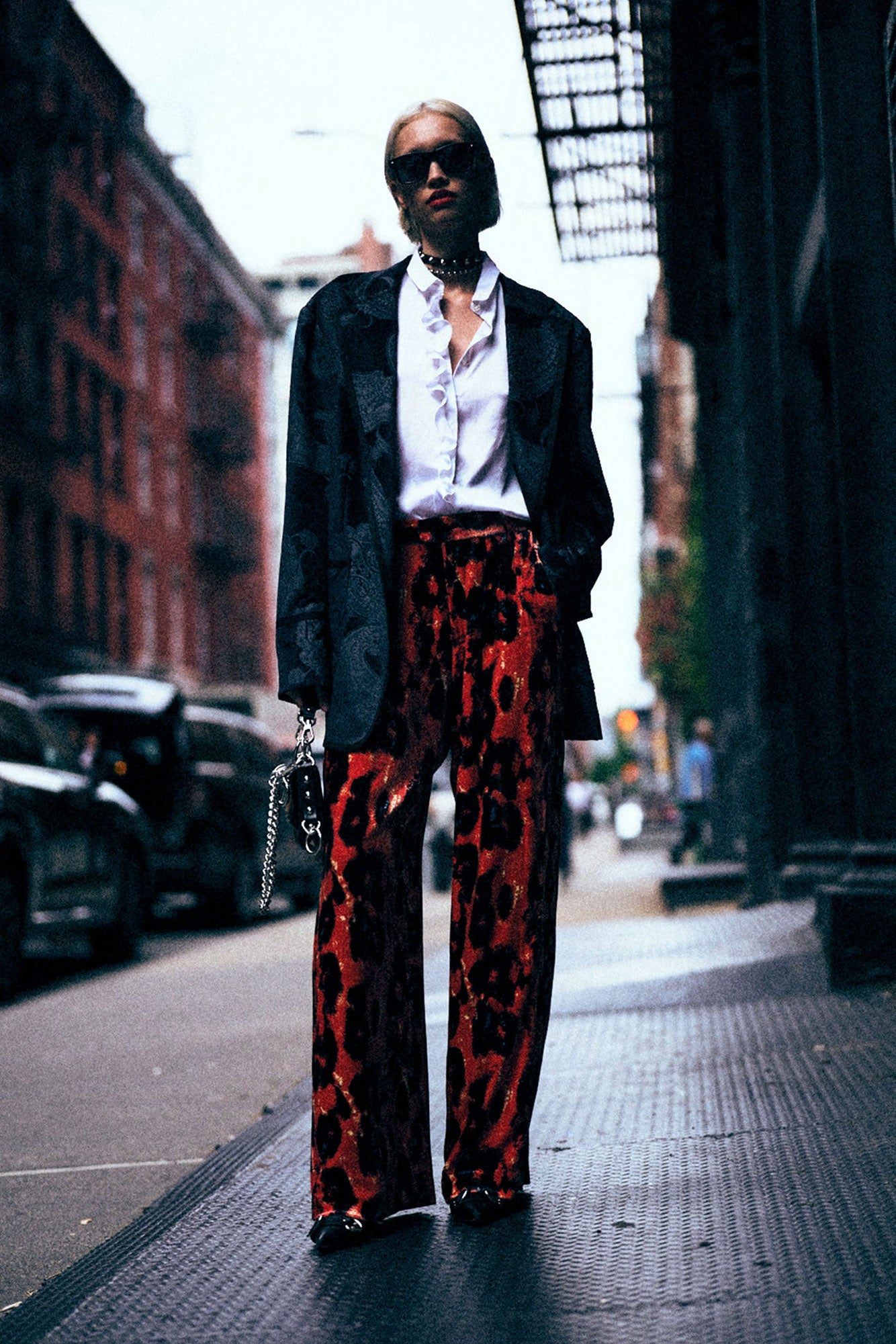 PLEATED WIDE LEG PANT - RED LEOPARD - R13