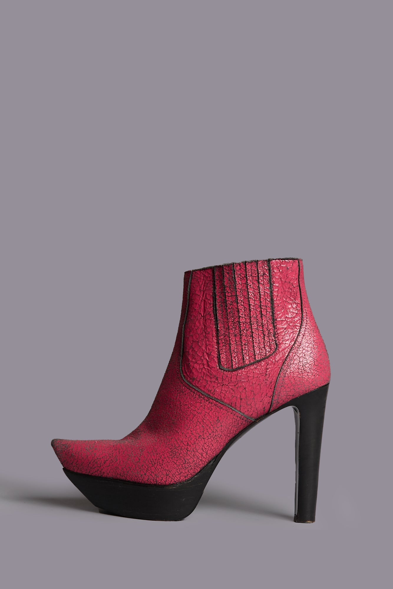 POINTY TOE PLATFORM HEEL - CRACKLE PINK - R13