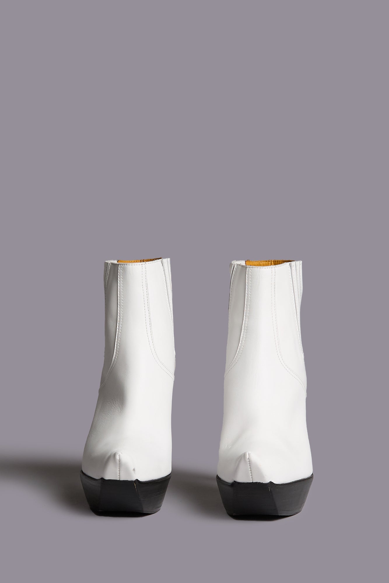 POINTY TOE PLATFORM HEELED BOOT - WHITE - R13