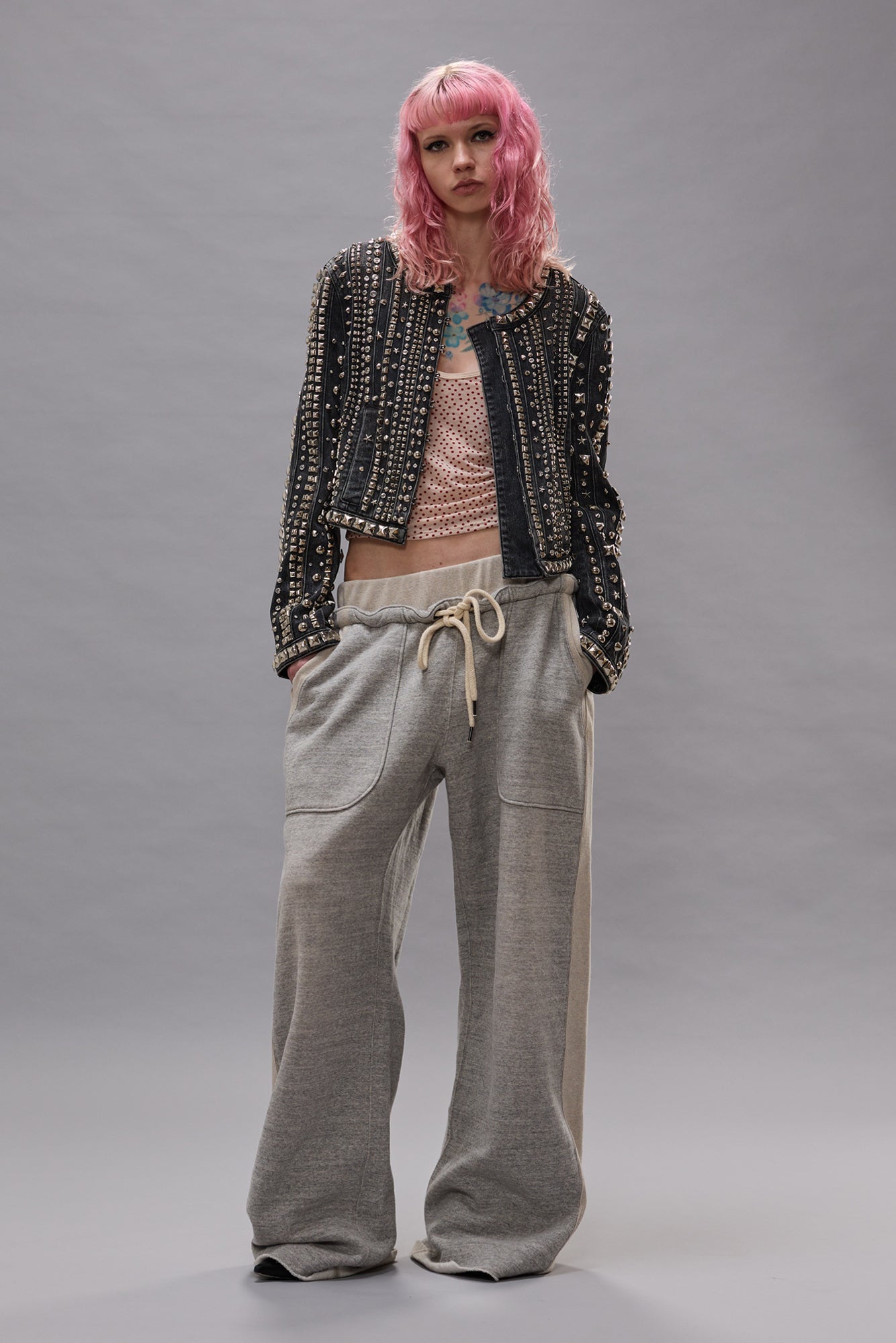 POLKADOT CAMI TEE - RED MINI POLKADOT ON TAN - R13