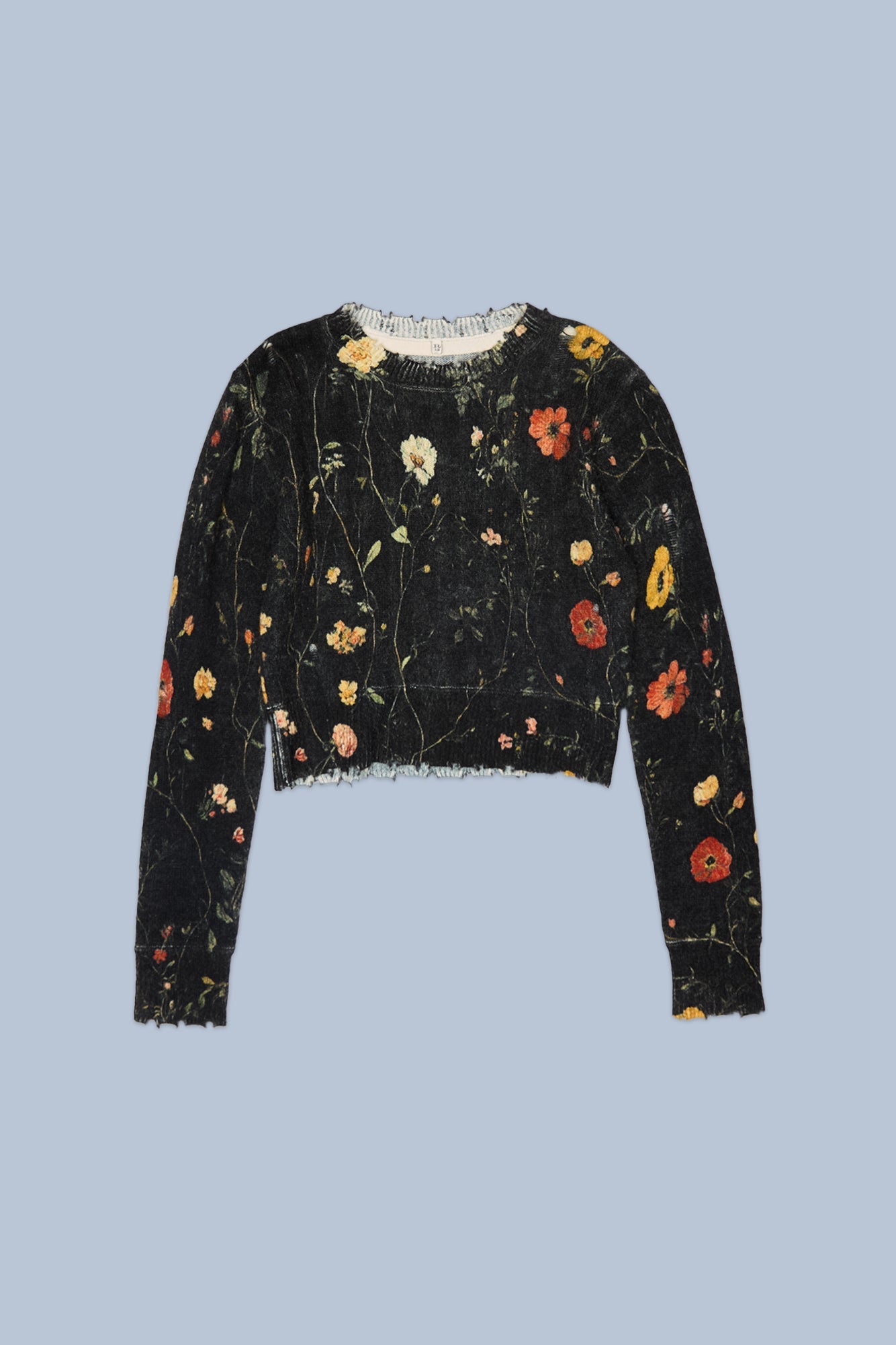 PRINTED BABY CREWNECK - FLORAL ON BLACK - R13
