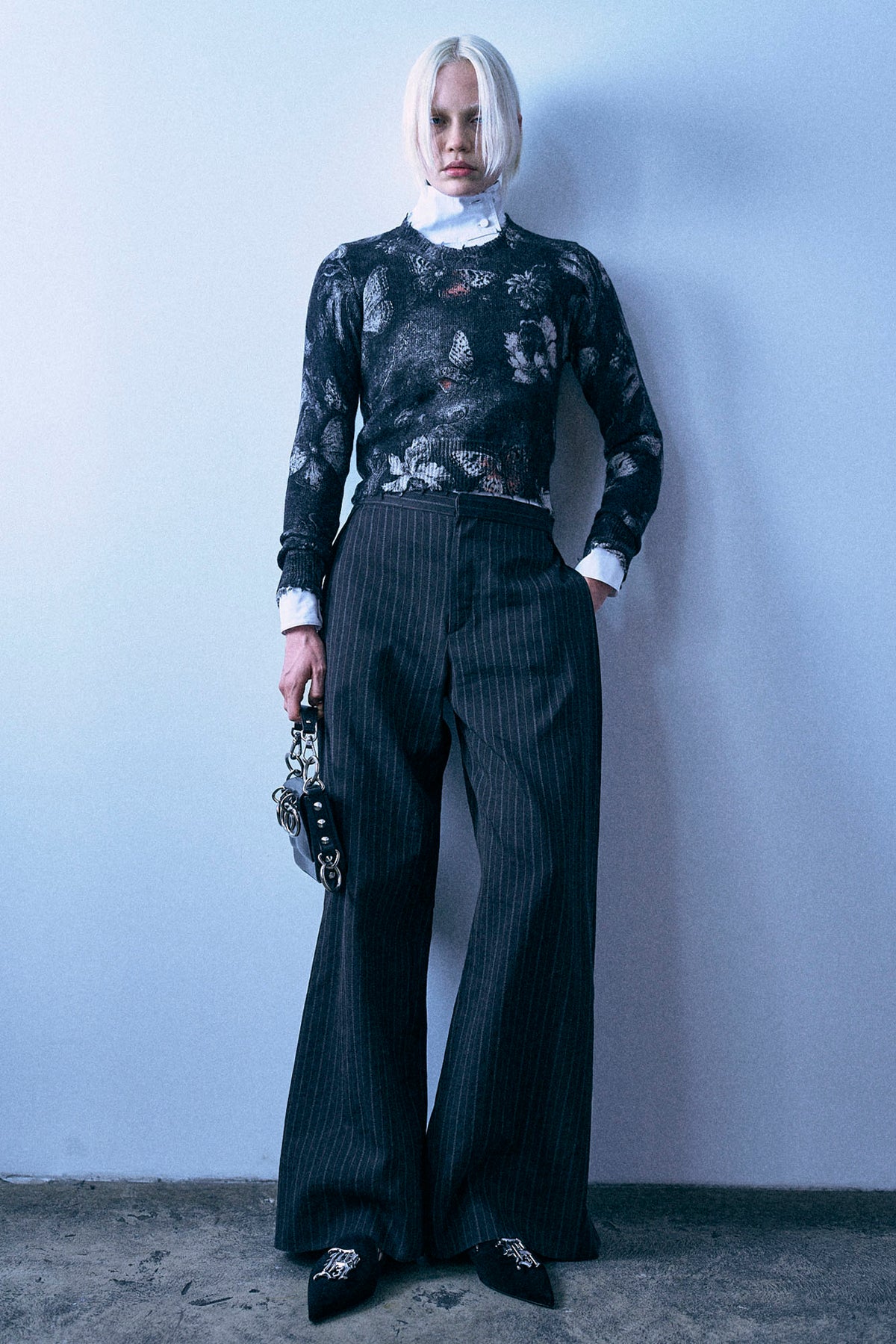 Printed Baby Crewneck - Red Grey Black Butterfly - R13