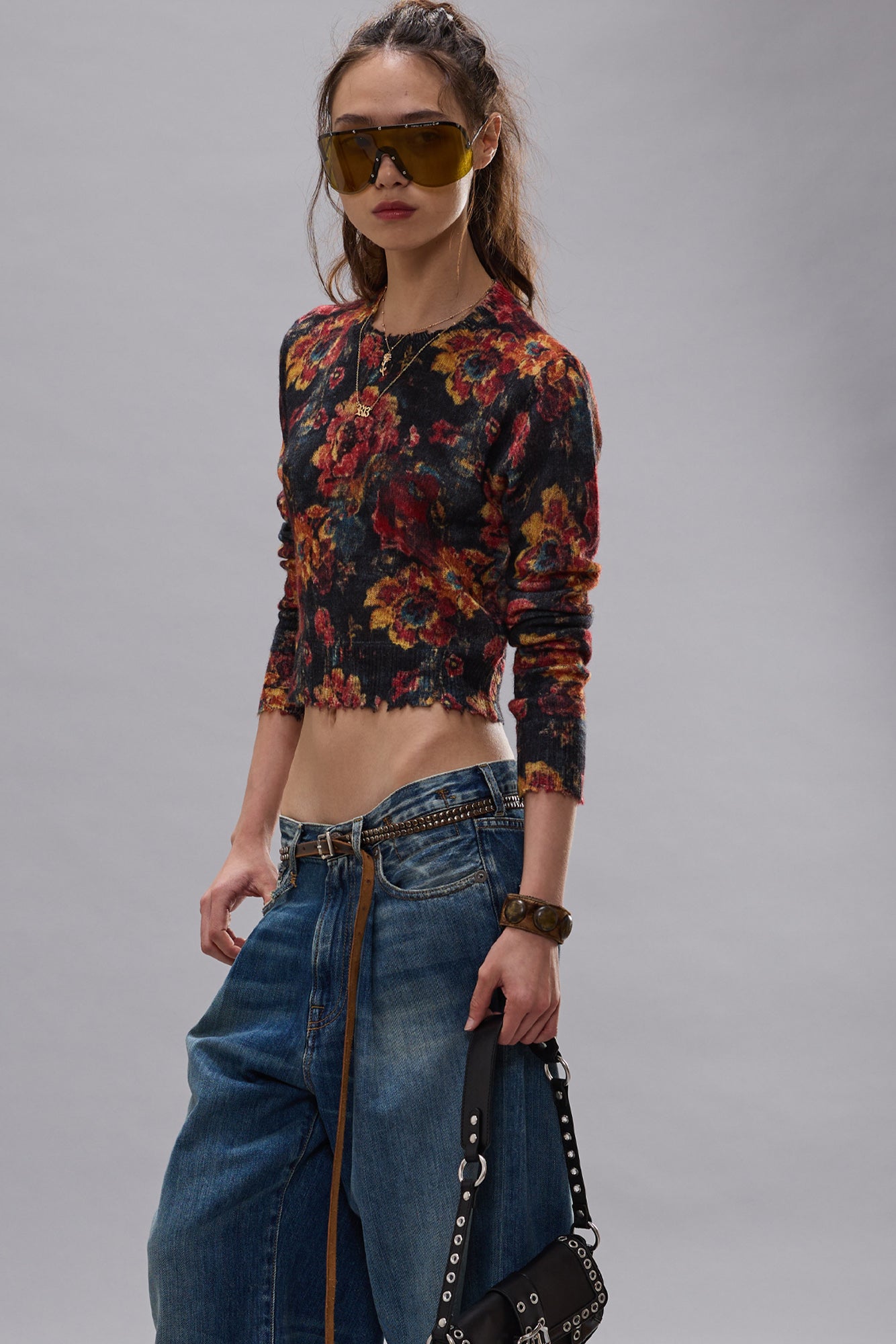 Printed Baby Crewneck Sweater - Red Floral Multi - R13