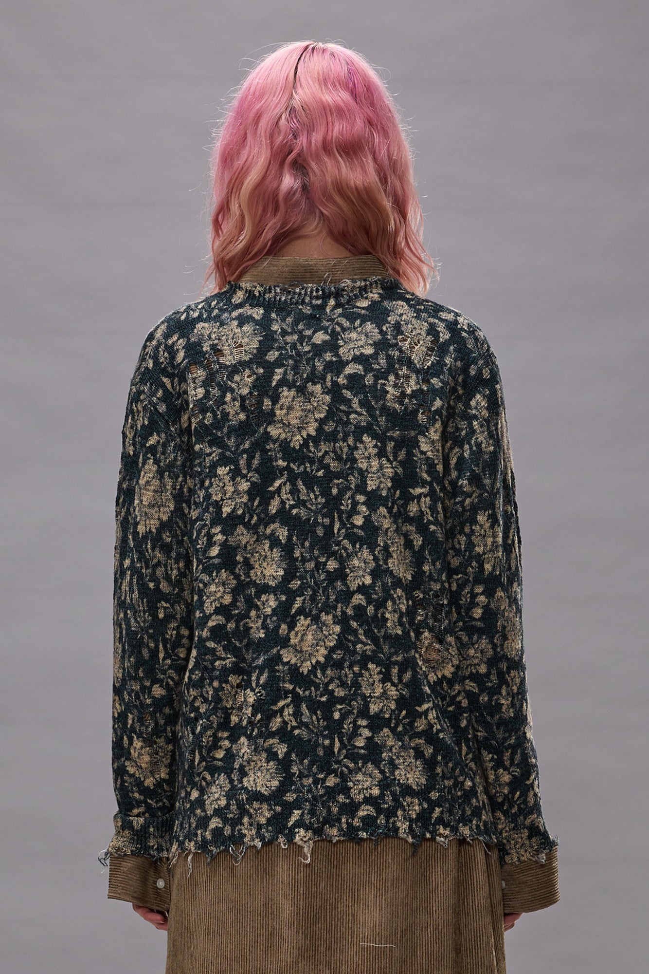 Printed Boy Cardigan - Dark Blue Floral - R13