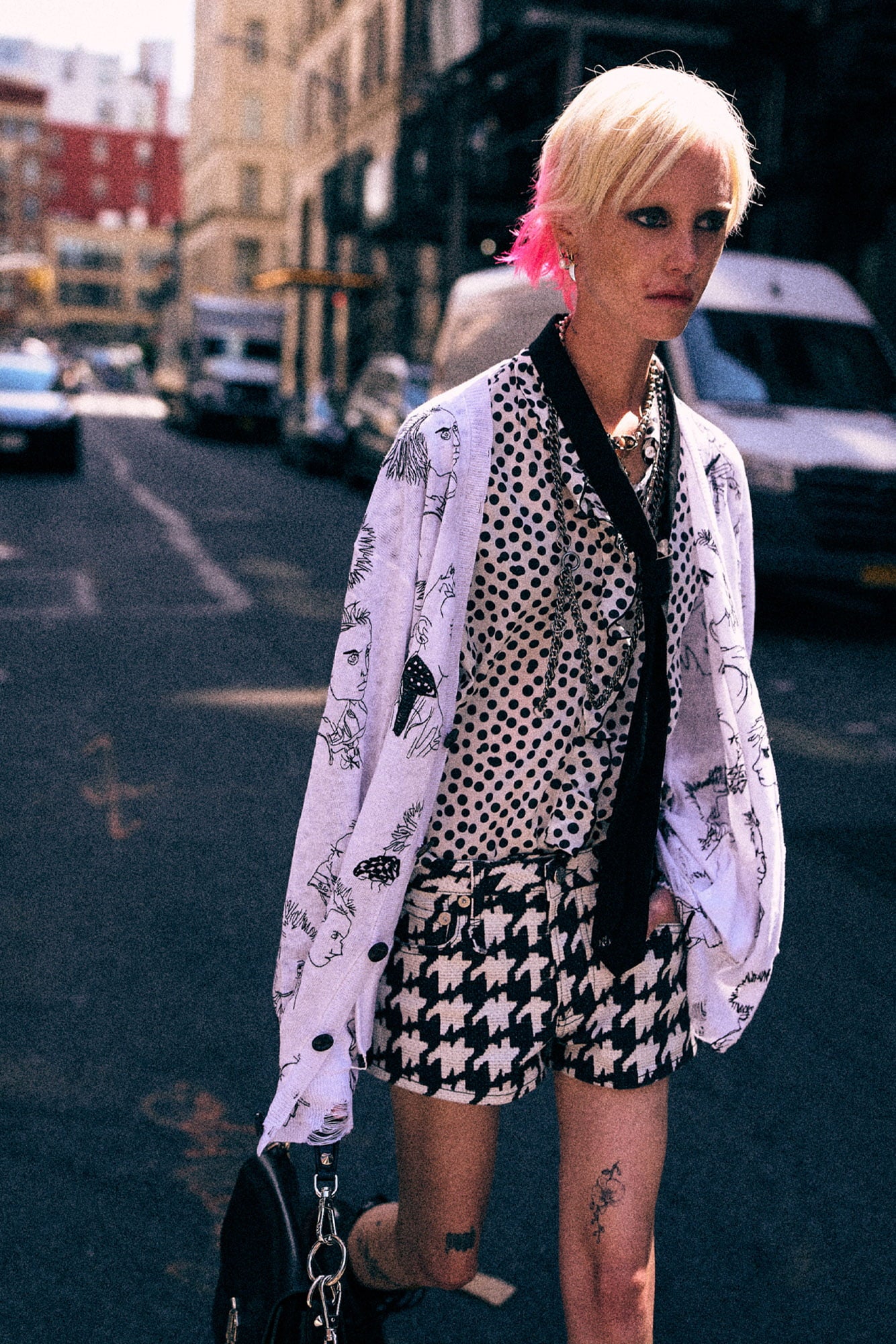 Printed Boyfriend Cardigan - Punk White Embroidery - R13