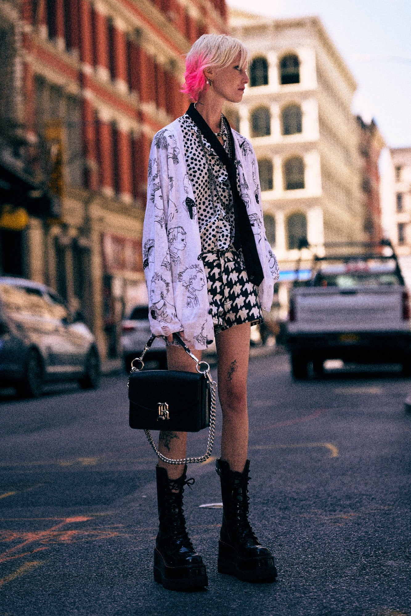 Printed Boyfriend Cardigan - Punk White Embroidery - R13