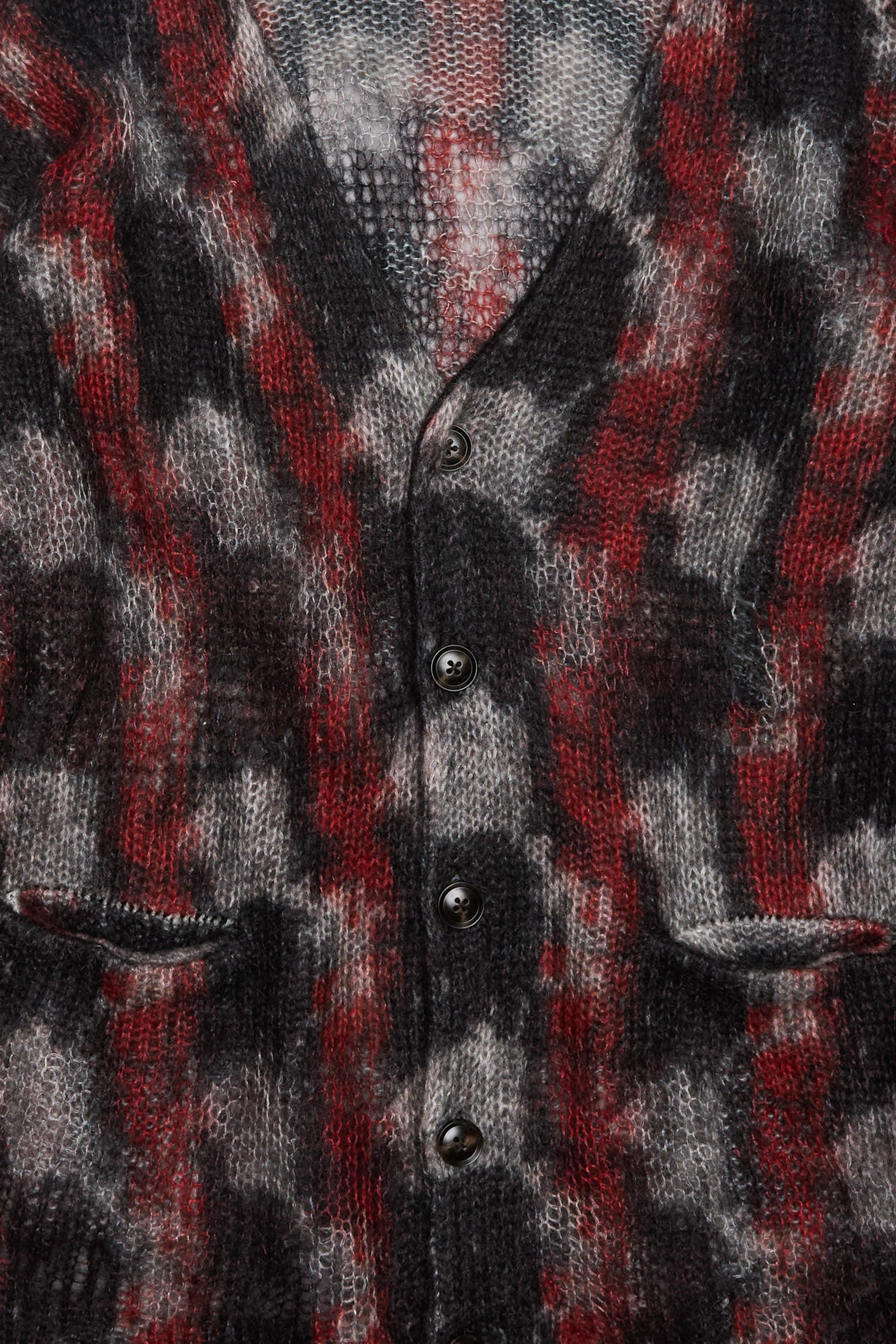 PRINTED BOYFRIEND CARDIGAN - RED BLACK WHITE - R13