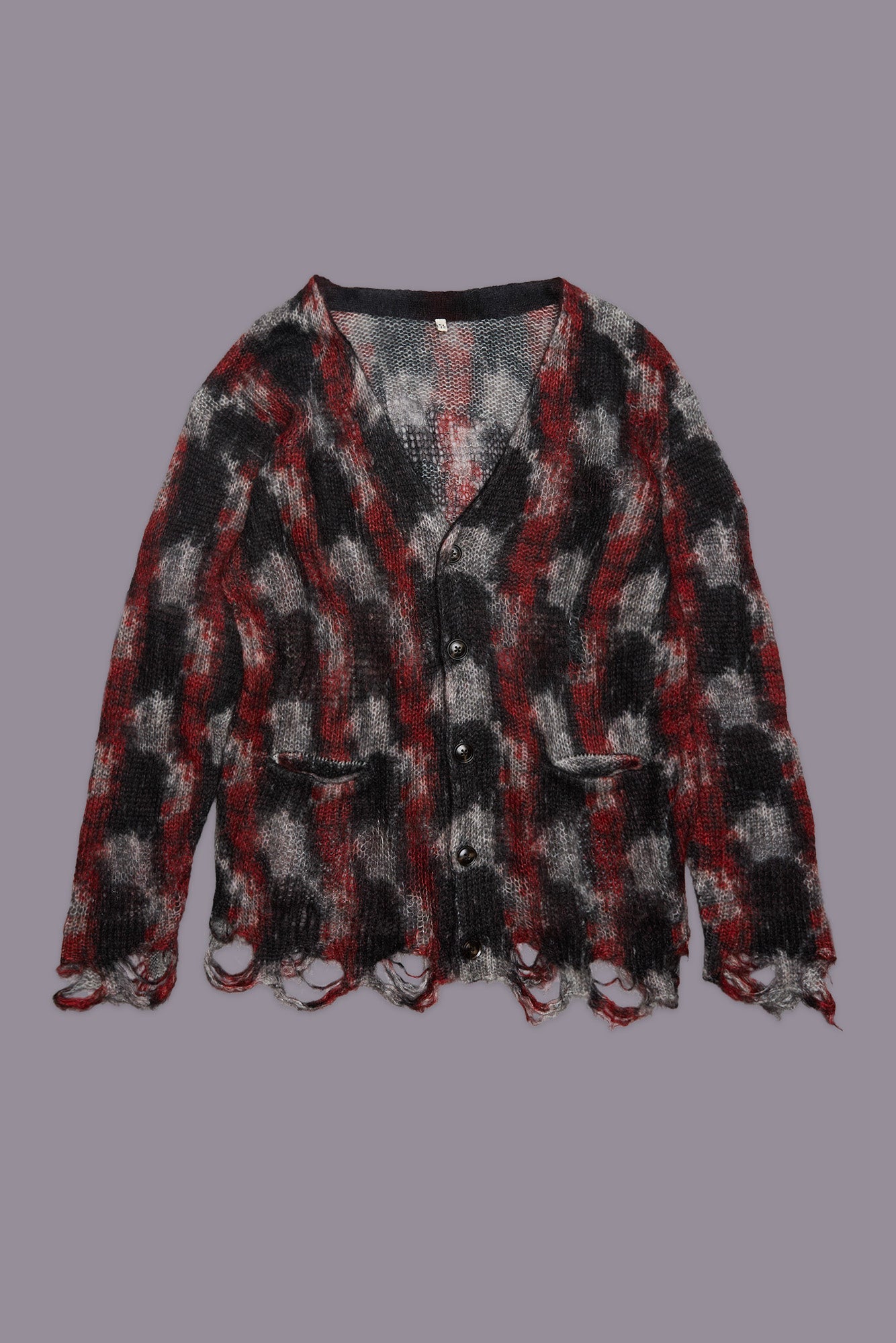 PRINTED BOYFRIEND CARDIGAN - RED BLACK WHITE - R13