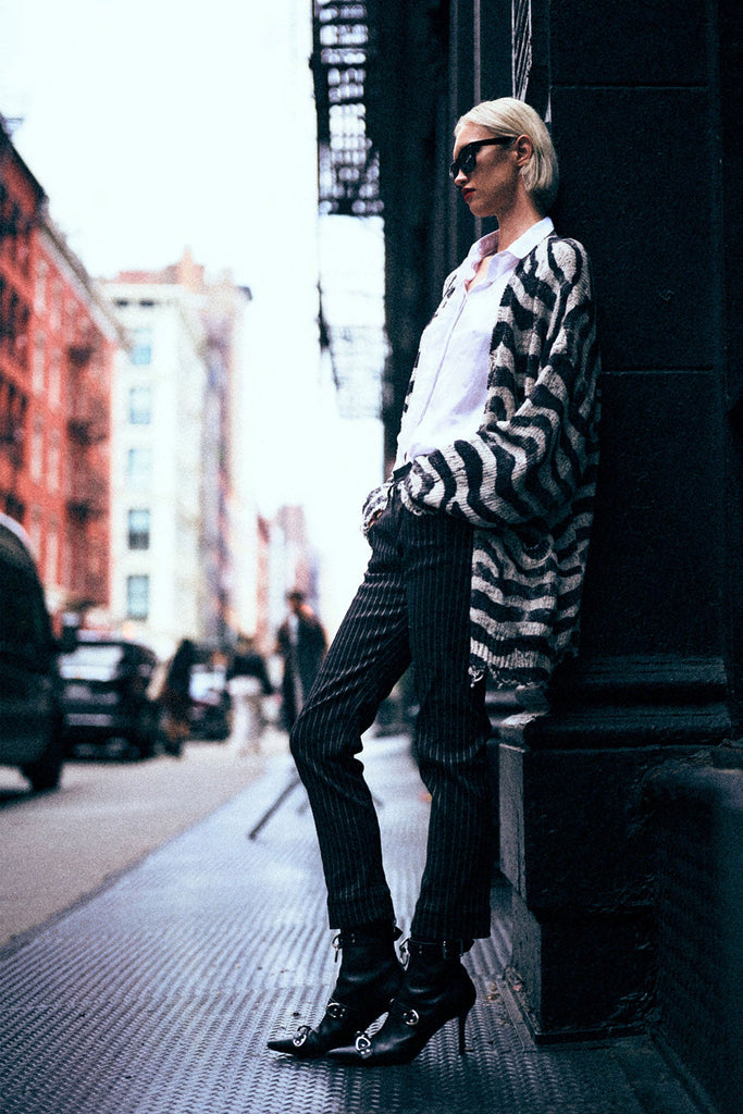 PRINTED OVERSIZED CARDIGAN - BLACK AND WHITE ZEBRA