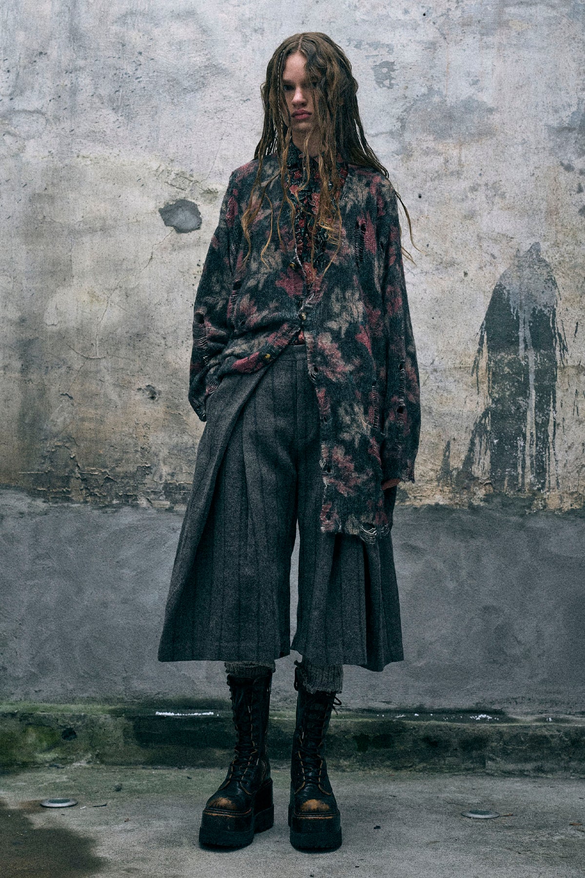 Printed Oversized Cardigan - Pink Green Floral - R13