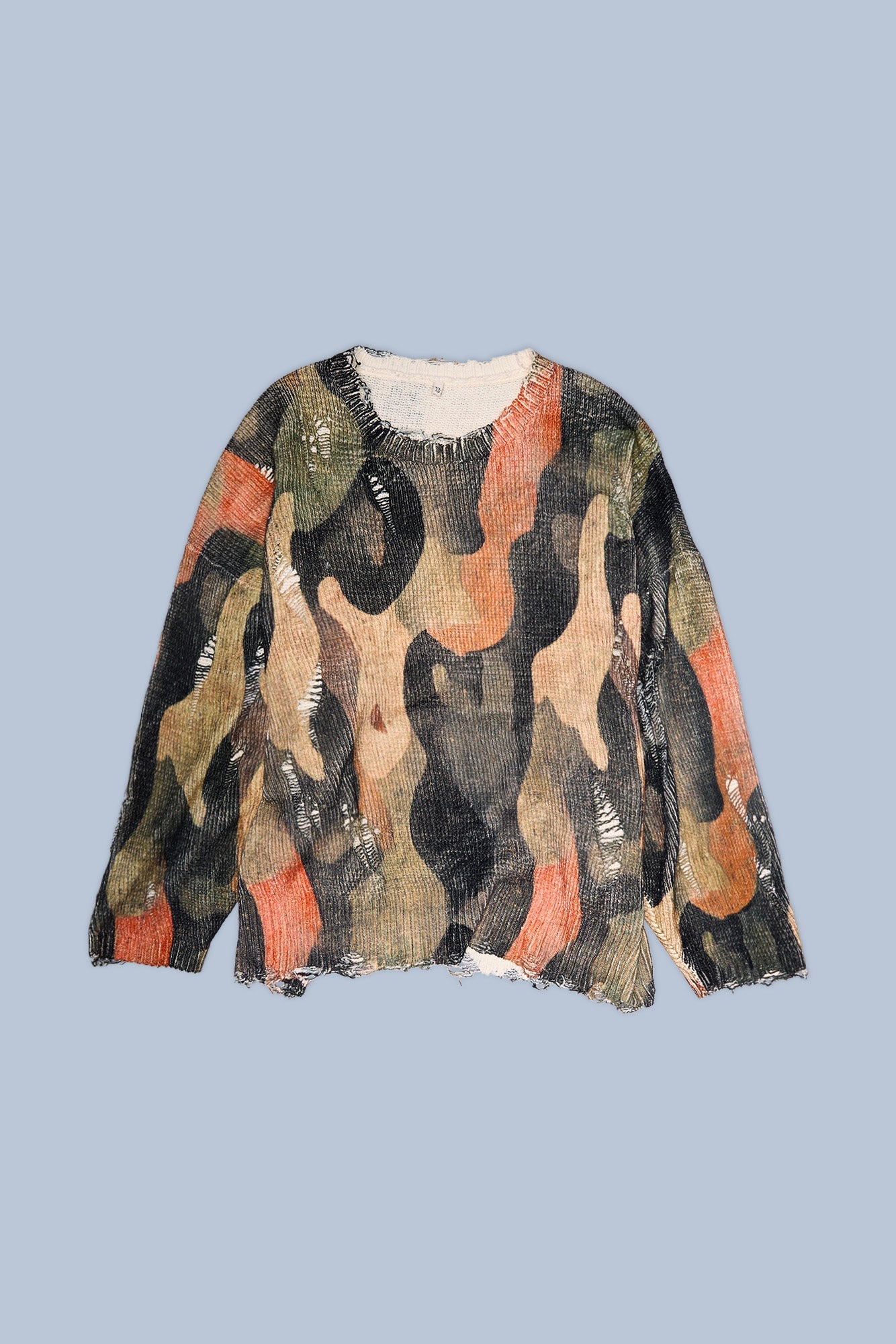 Printed Oversized Sweater - Dark Camo Green – R13