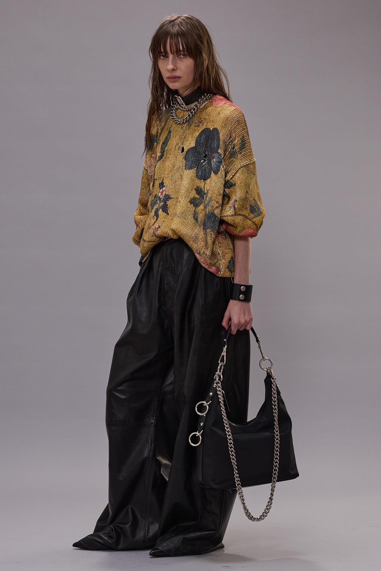 PRINTED OVERSIZED SWEATER - OCHRE FLORAL - R13