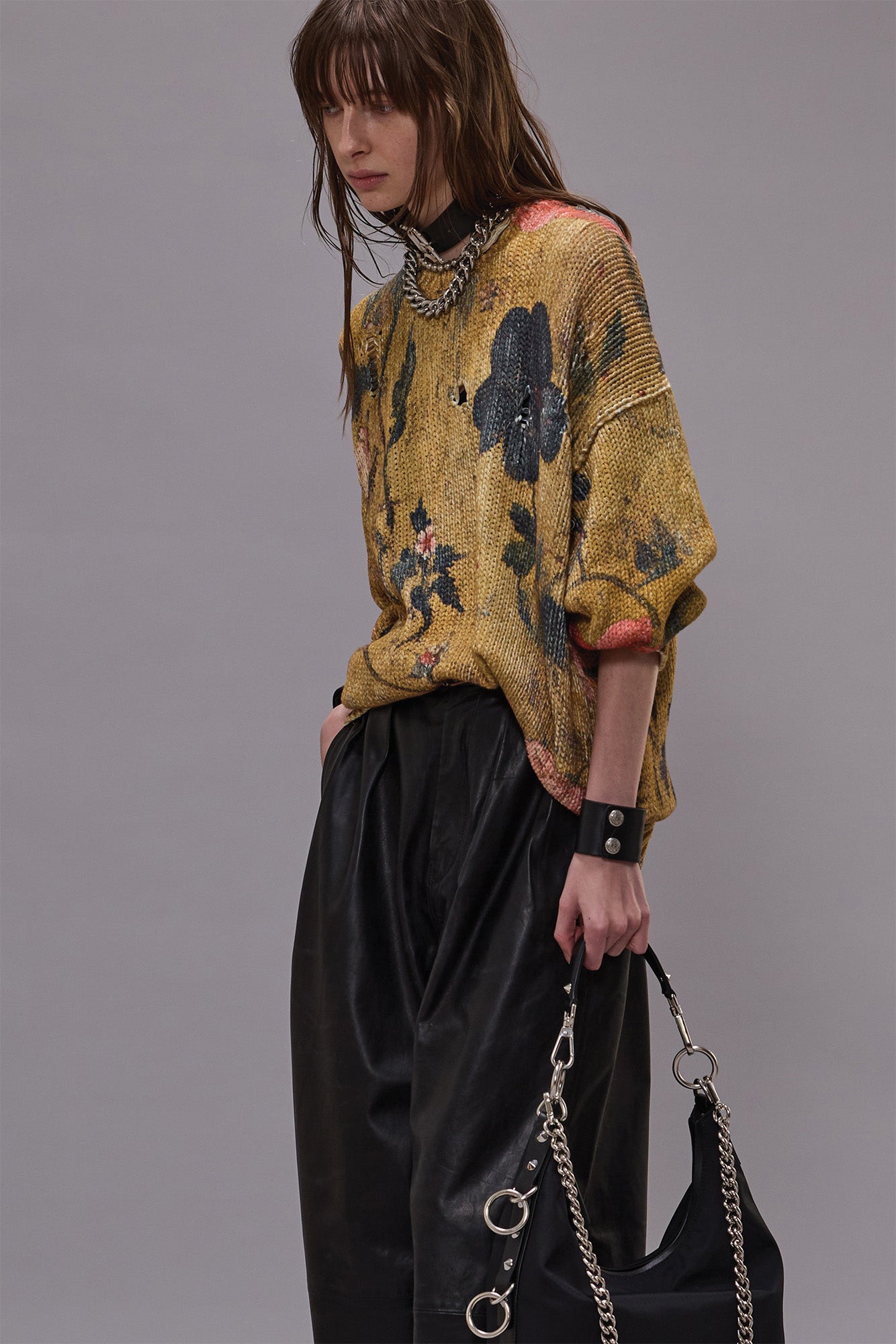PRINTED OVERSIZED SWEATER - OCHRE FLORAL - R13
