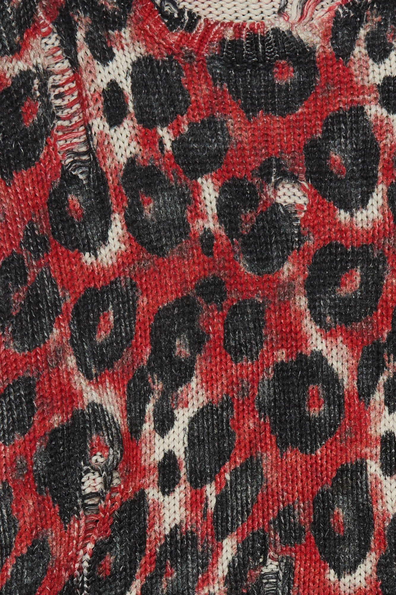 PRINTED OVERSIZED SWEATER - RED BLACK LEOPARD - R13