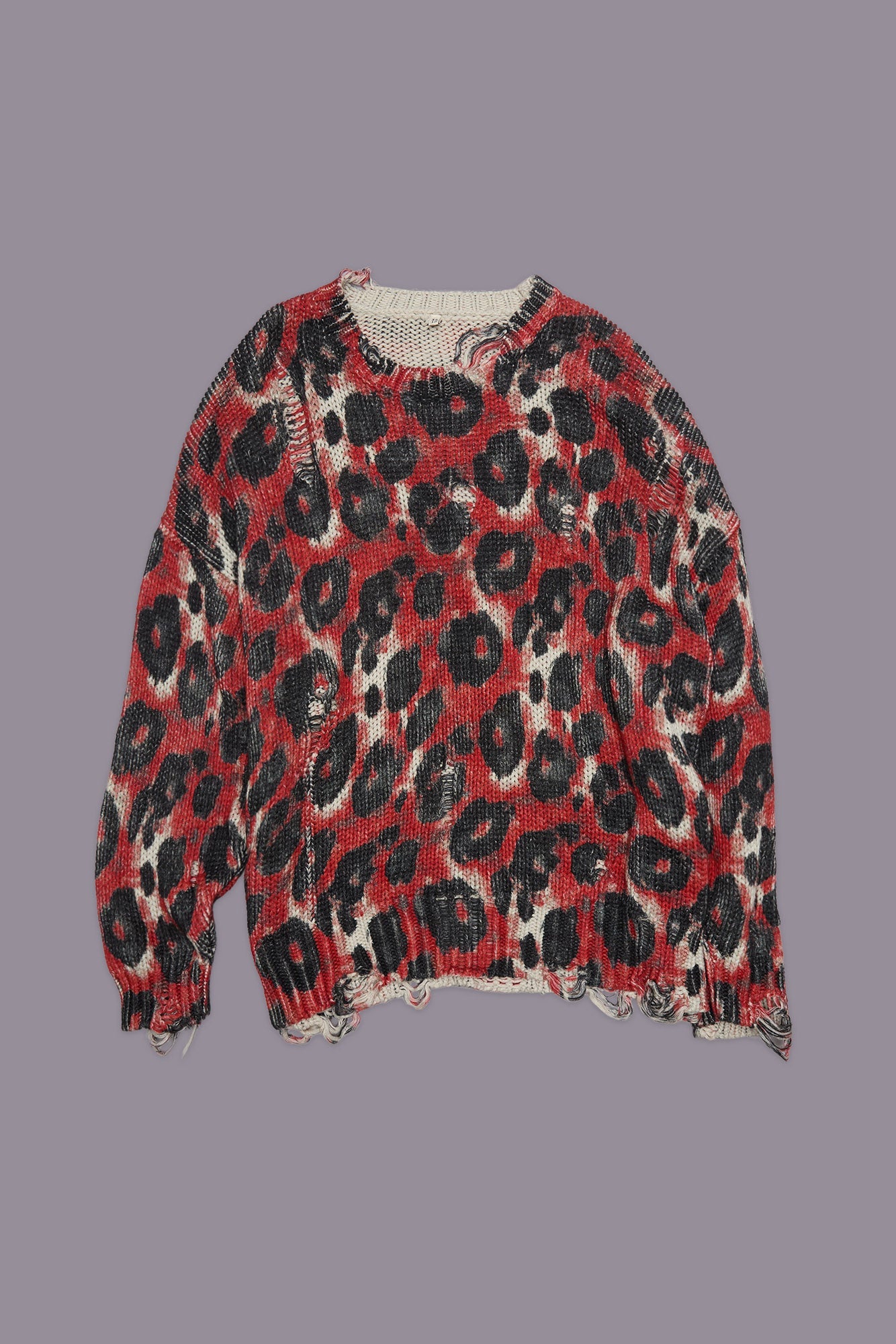 PRINTED OVERSIZED SWEATER - RED BLACK LEOPARD - R13