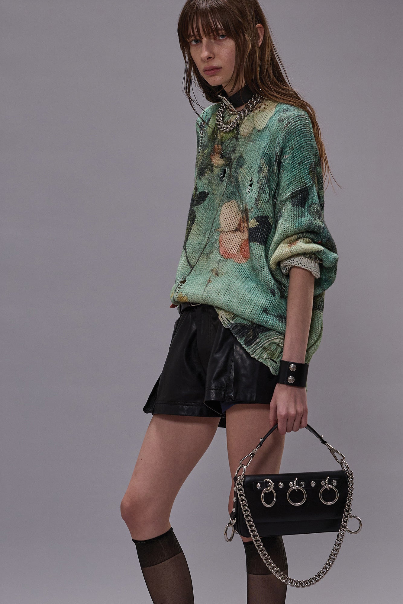 PRINTED OVERSIZED SWEATER - TURQUOISE FLORAL - R13