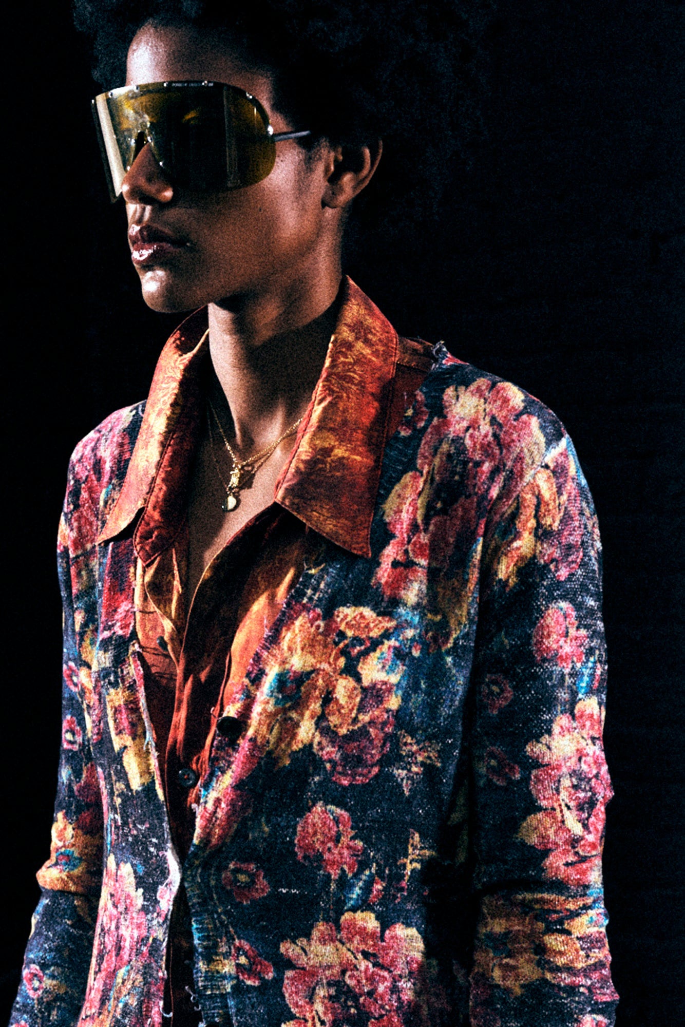 PRINTED SKINNY LONG CARDIGAN - RED FLORAL MULTI - R13