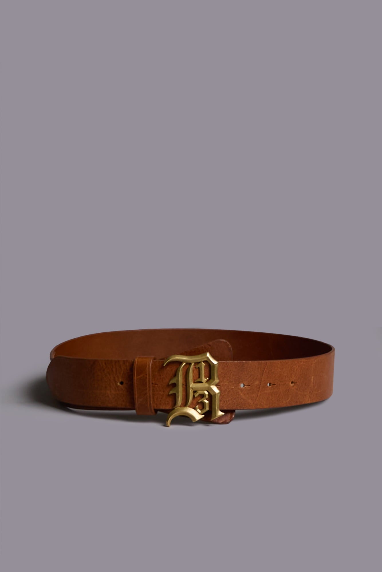 R13 Logo Buckle Belt - Brown With Brass - R13