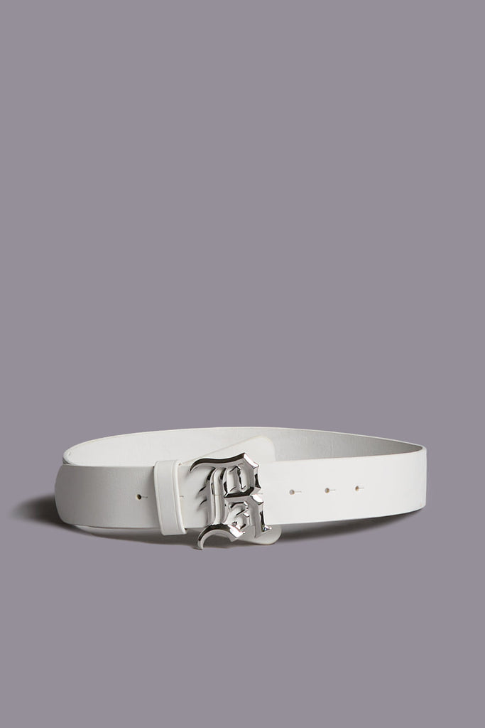 R13 Logo Buckle Belt - White With Silver