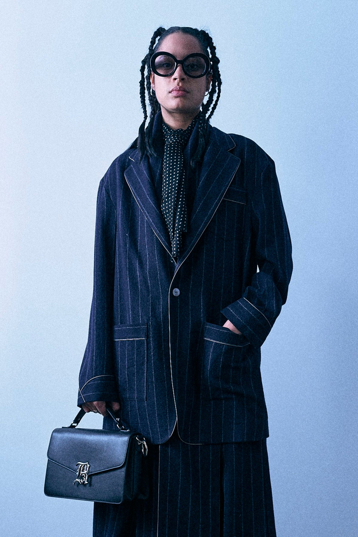 Ragged Blazer With Piping - Navy And White Stripe - R13