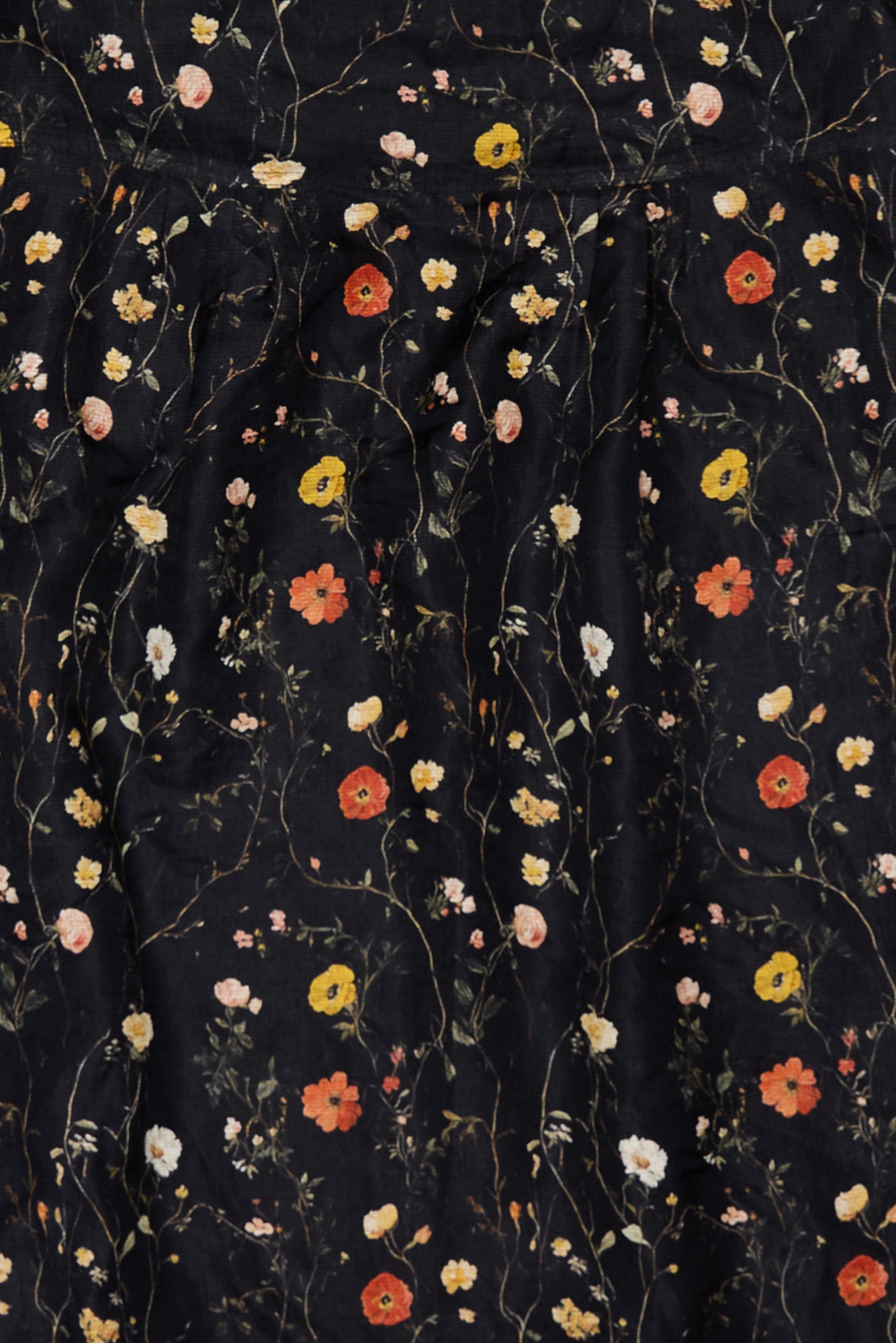 RAGLAN SLEEVE BABYDOLL DRESS - FLORAL ON BLACK - R13