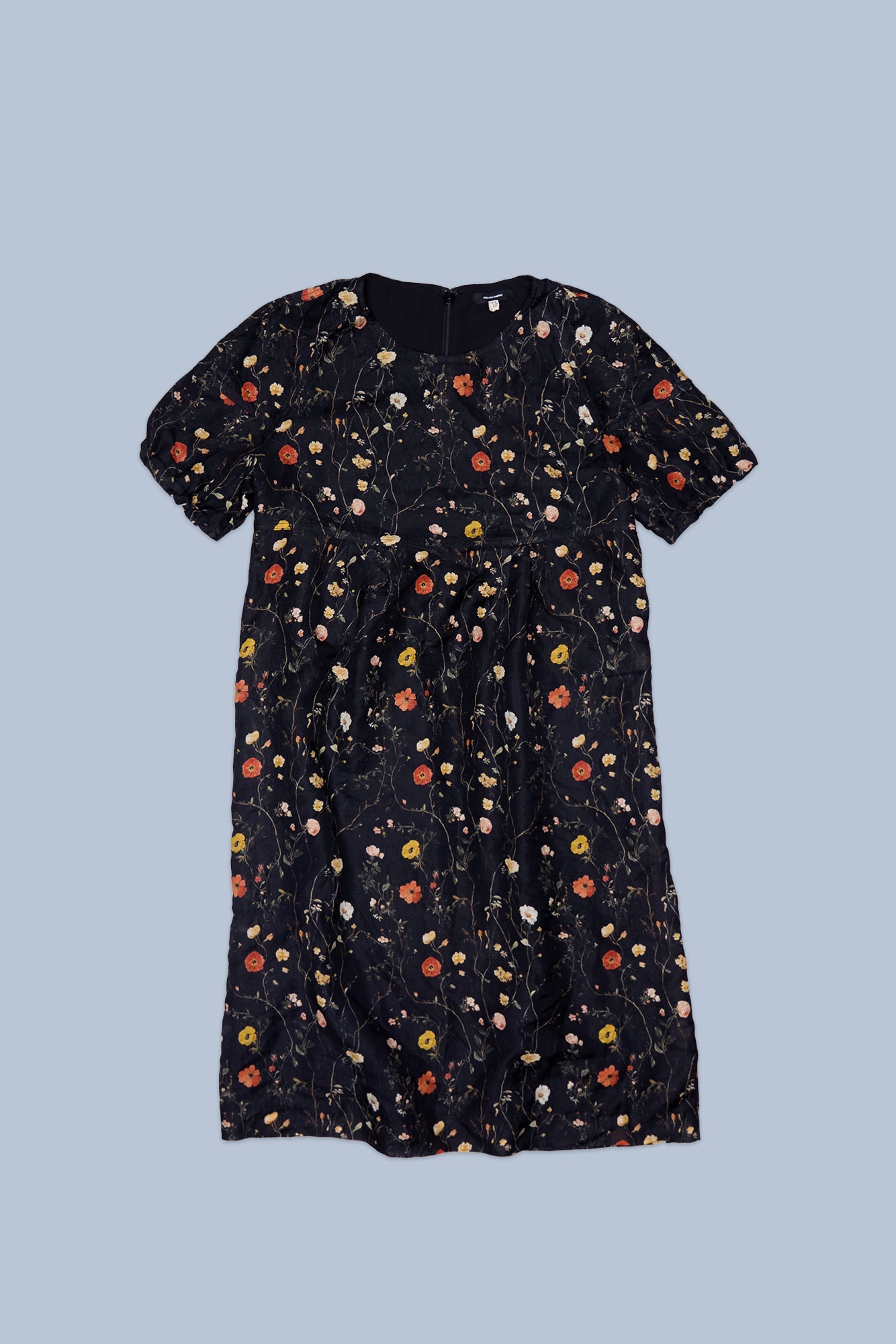 RAGLAN SLEEVE BABYDOLL DRESS - FLORAL ON BLACK - R13