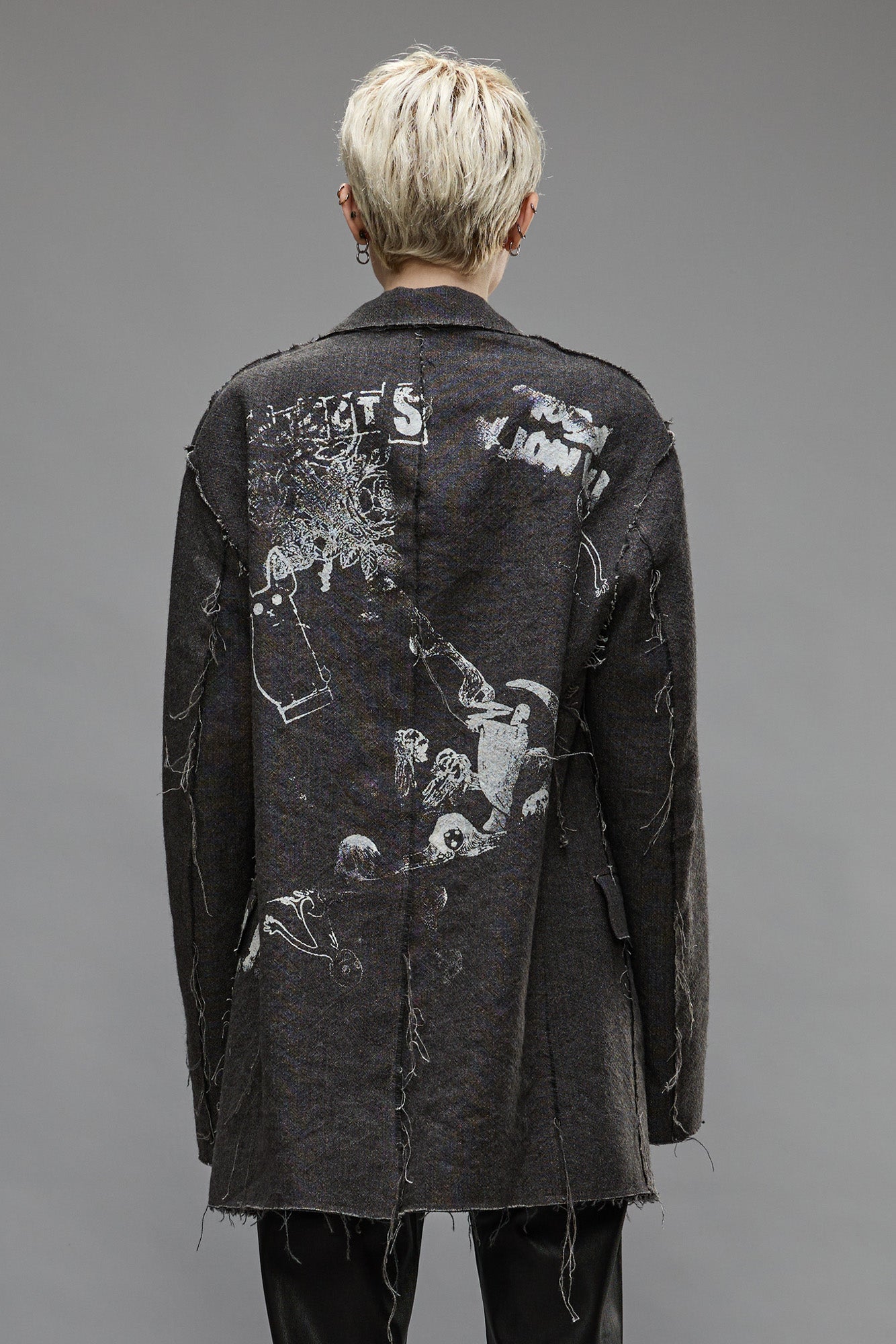 Raw Cut Ragged Blazer - Dark Grey - R13