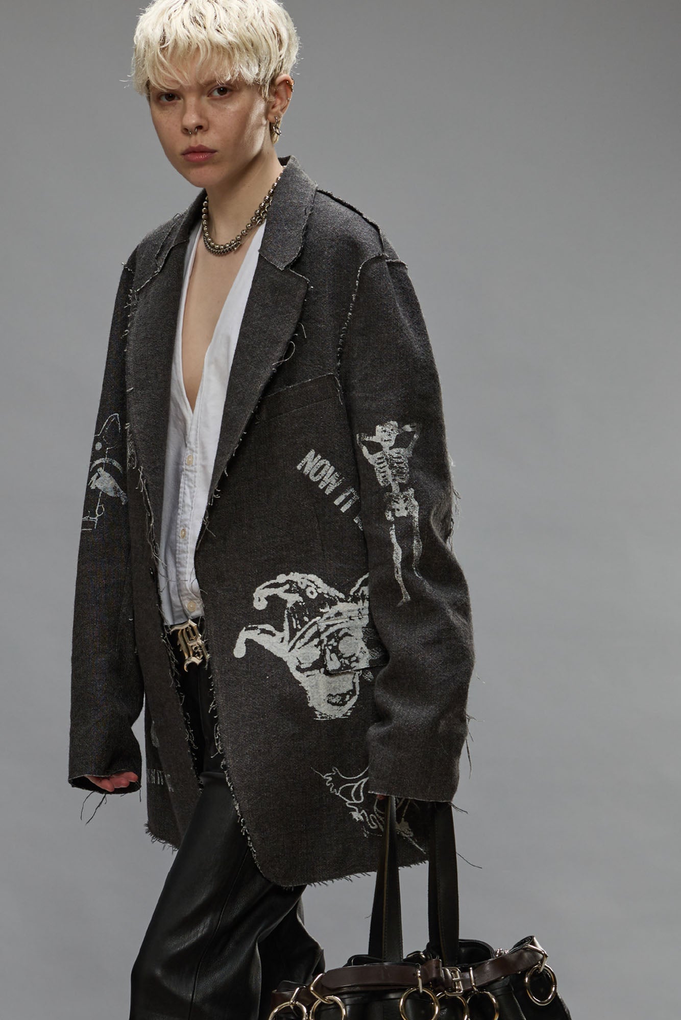 Raw Cut Ragged Blazer - Dark Grey - R13