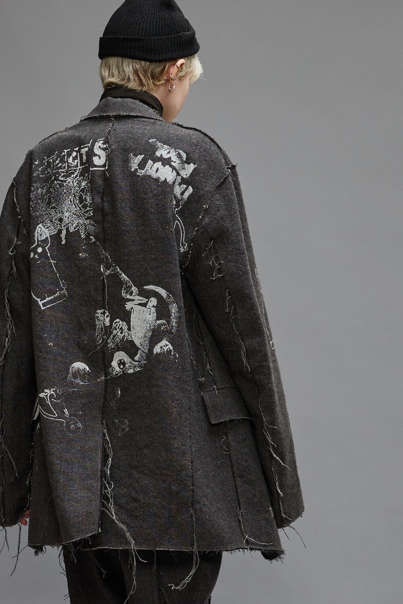 Raw Cut Ragged Blazer - Dark Grey - R13