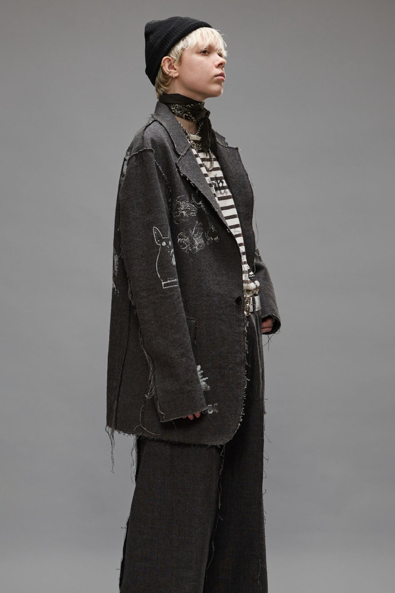 Raw Cut Ragged Blazer - Dark Grey - R13