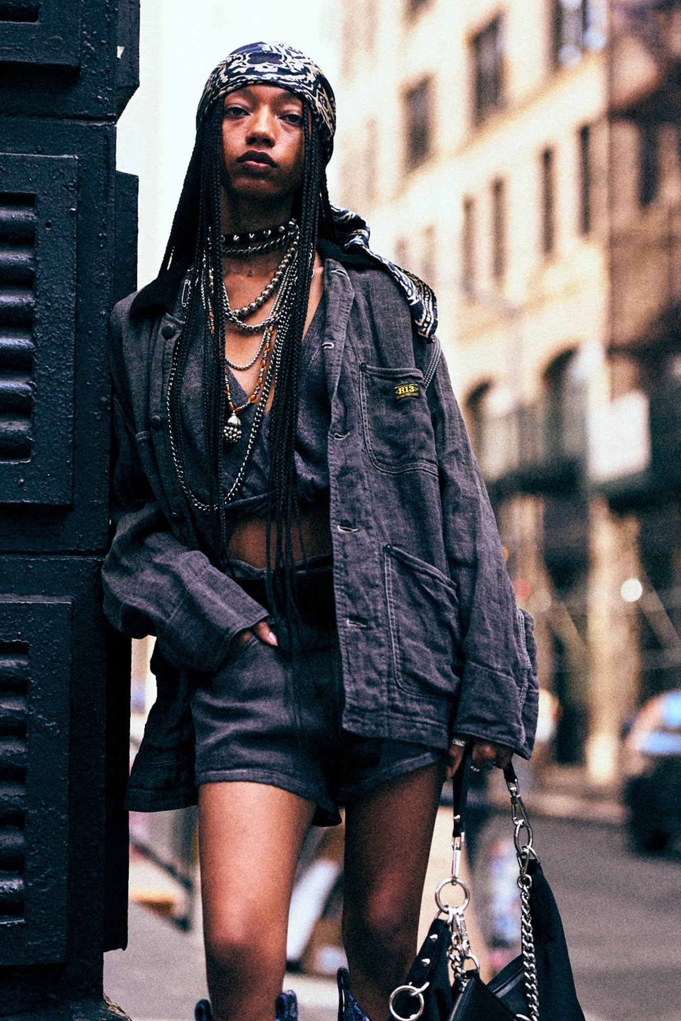 RELAXED CHORE JACKET - CHARCOAL GREY LINEN - R13