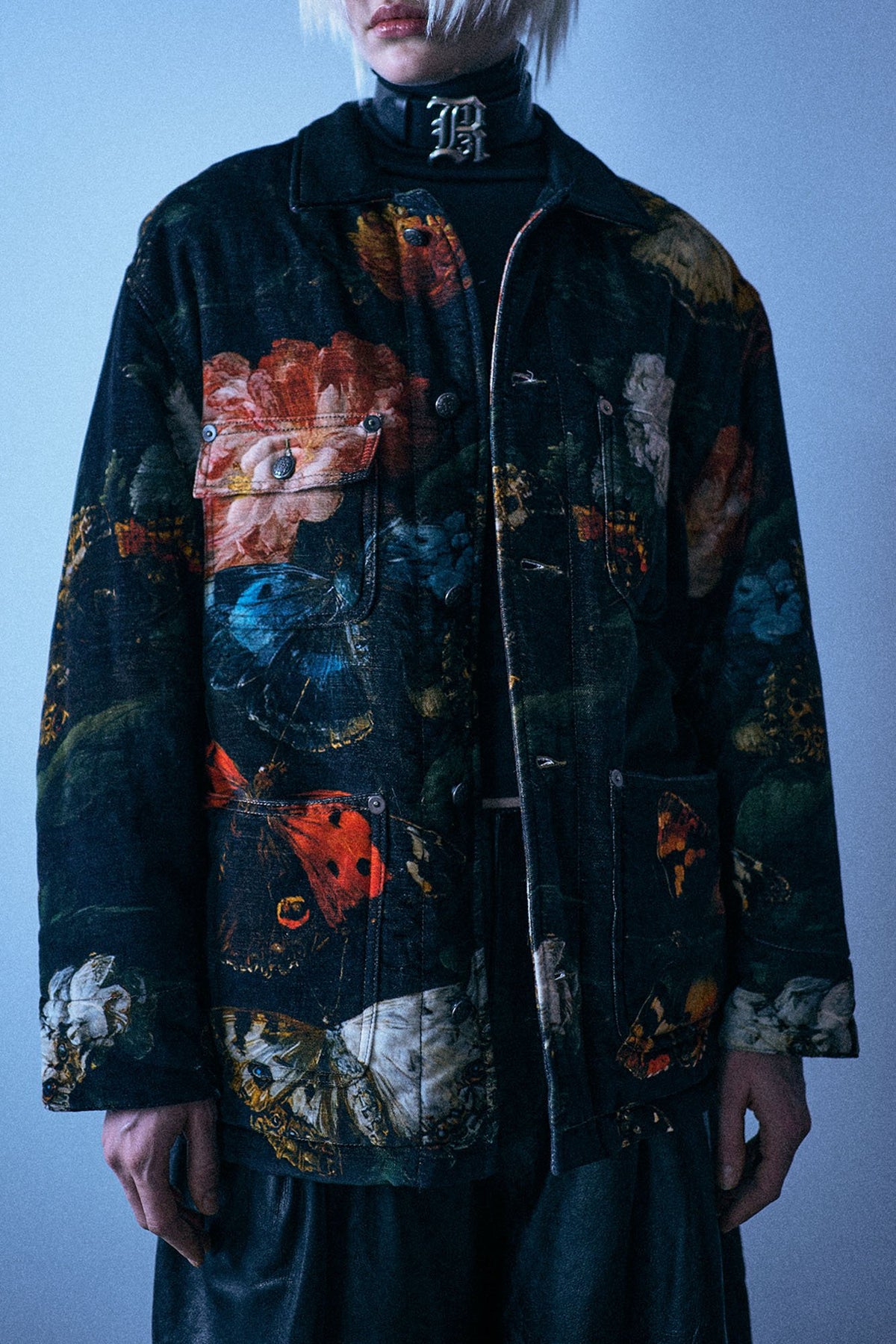 Relaxed Chore Jacket - Floral Butterfly On Black - R13