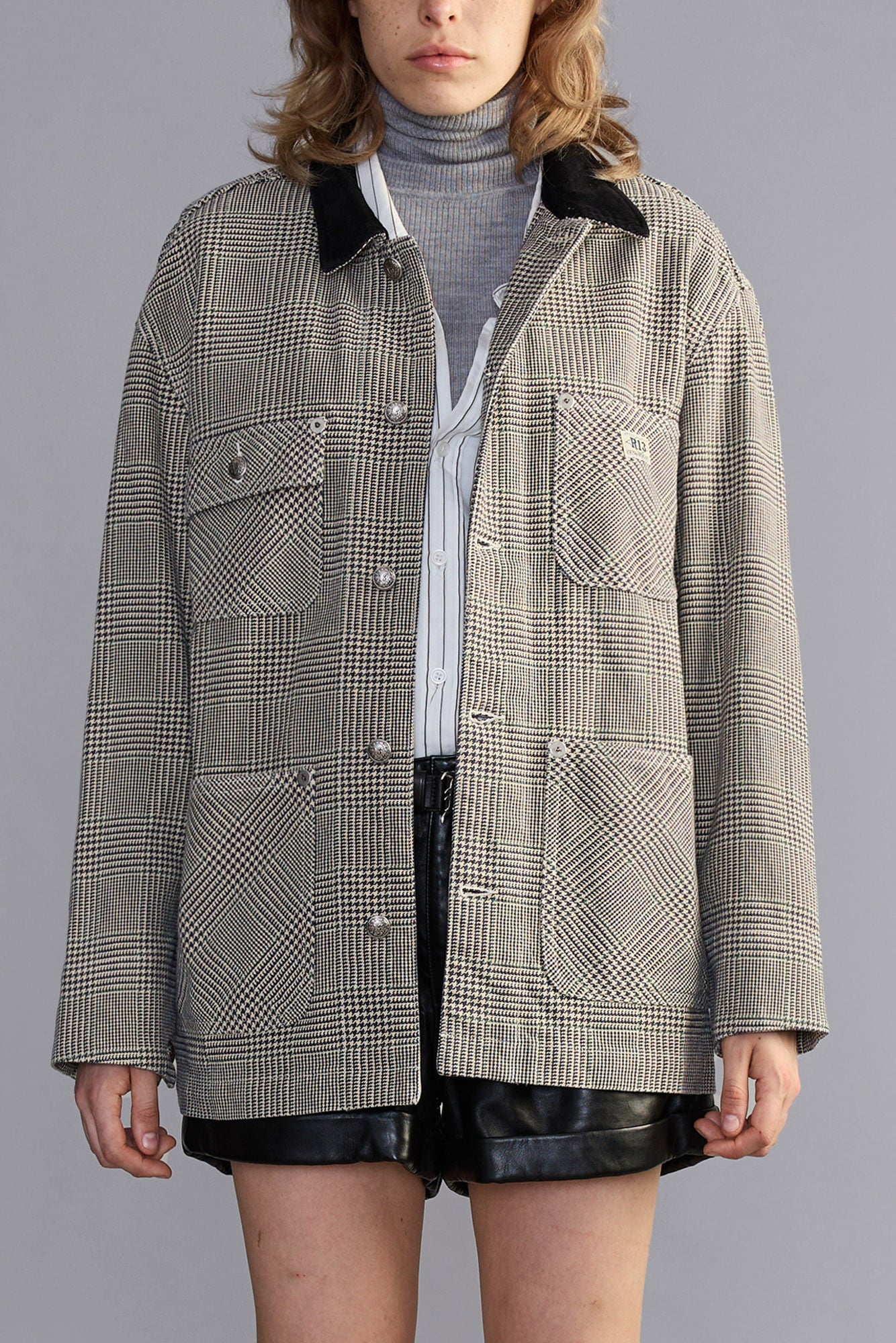 Relaxed Chore Jacket - Prince Of Wales Grey Check - R13