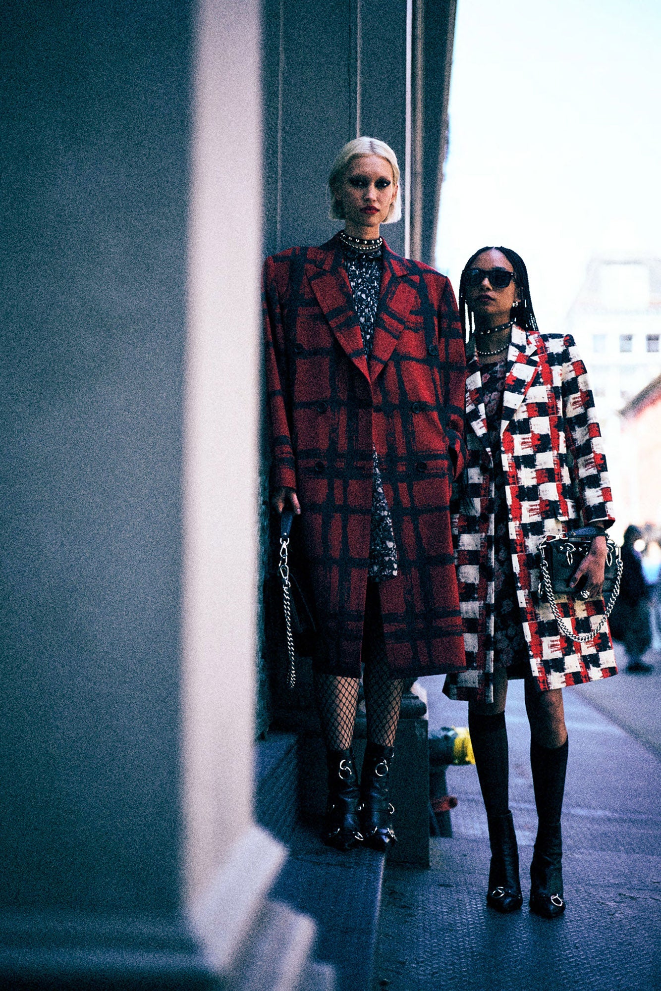 RELAXED CROMBIE COAT - RED / BLACK / CREAM - R13