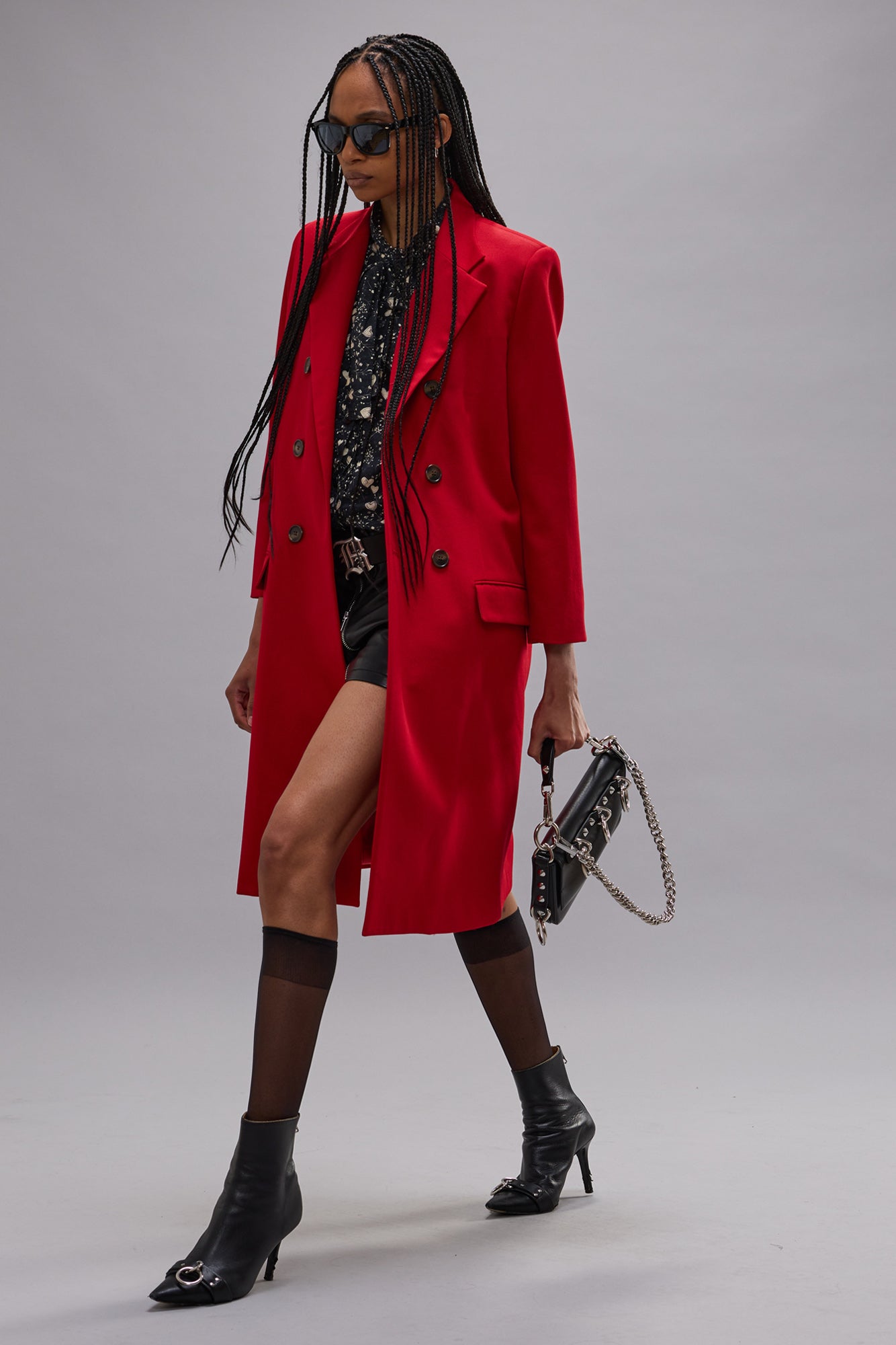 RELAXED DOUBLE BREASTED COAT - RED - R13