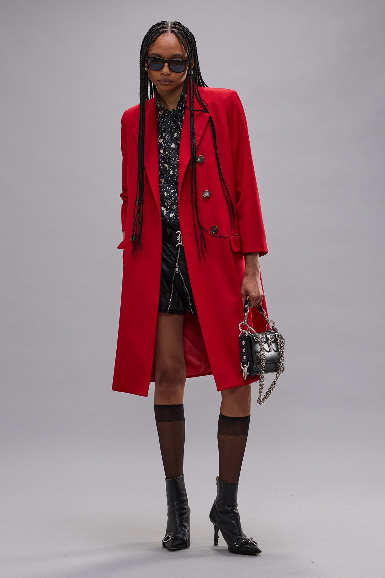 RELAXED DOUBLE BREASTED COAT - RED - R13