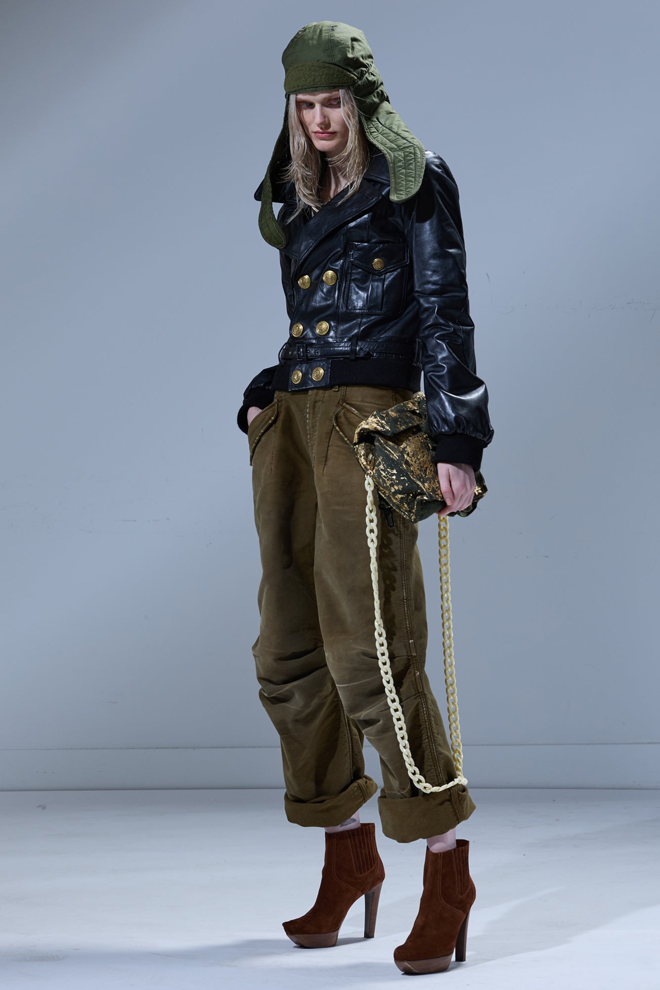 RELAXED LEATHER PEACOAT - BLACK - R13