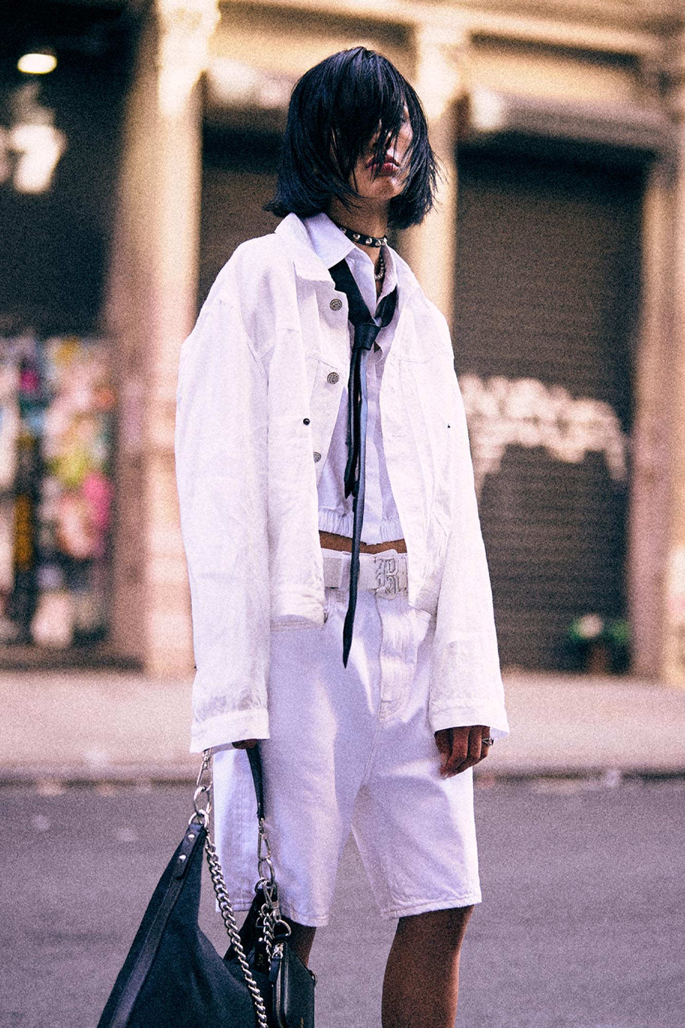 Relaxed Pleated Trucker Jacket - White - R13
