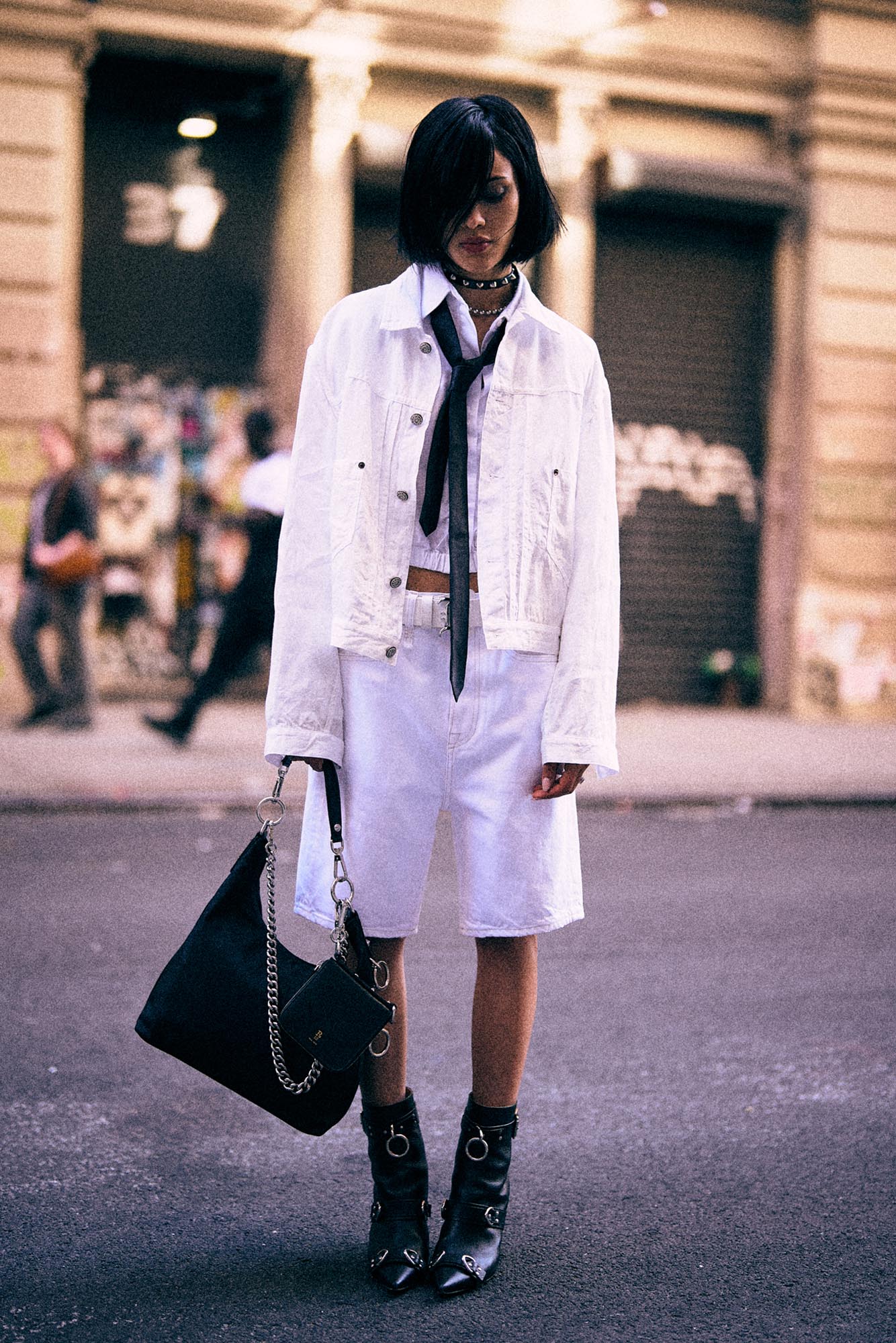 Relaxed Pleated Trucker Jacket - White - R13