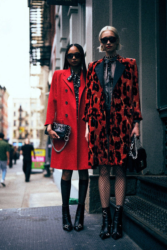 RELAXED SINGLE BREASTED COAT - RED LEOPARD