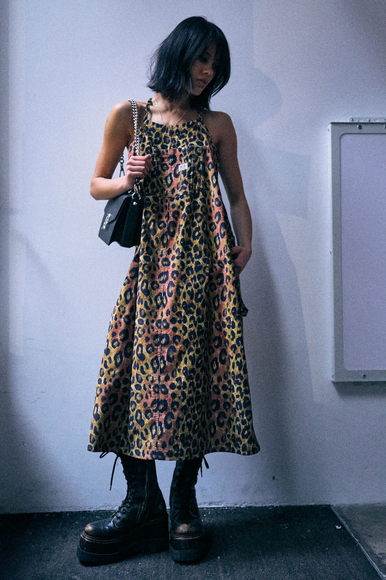 Relaxed Strappy Dress - Light Brown Pink Leopard - R13