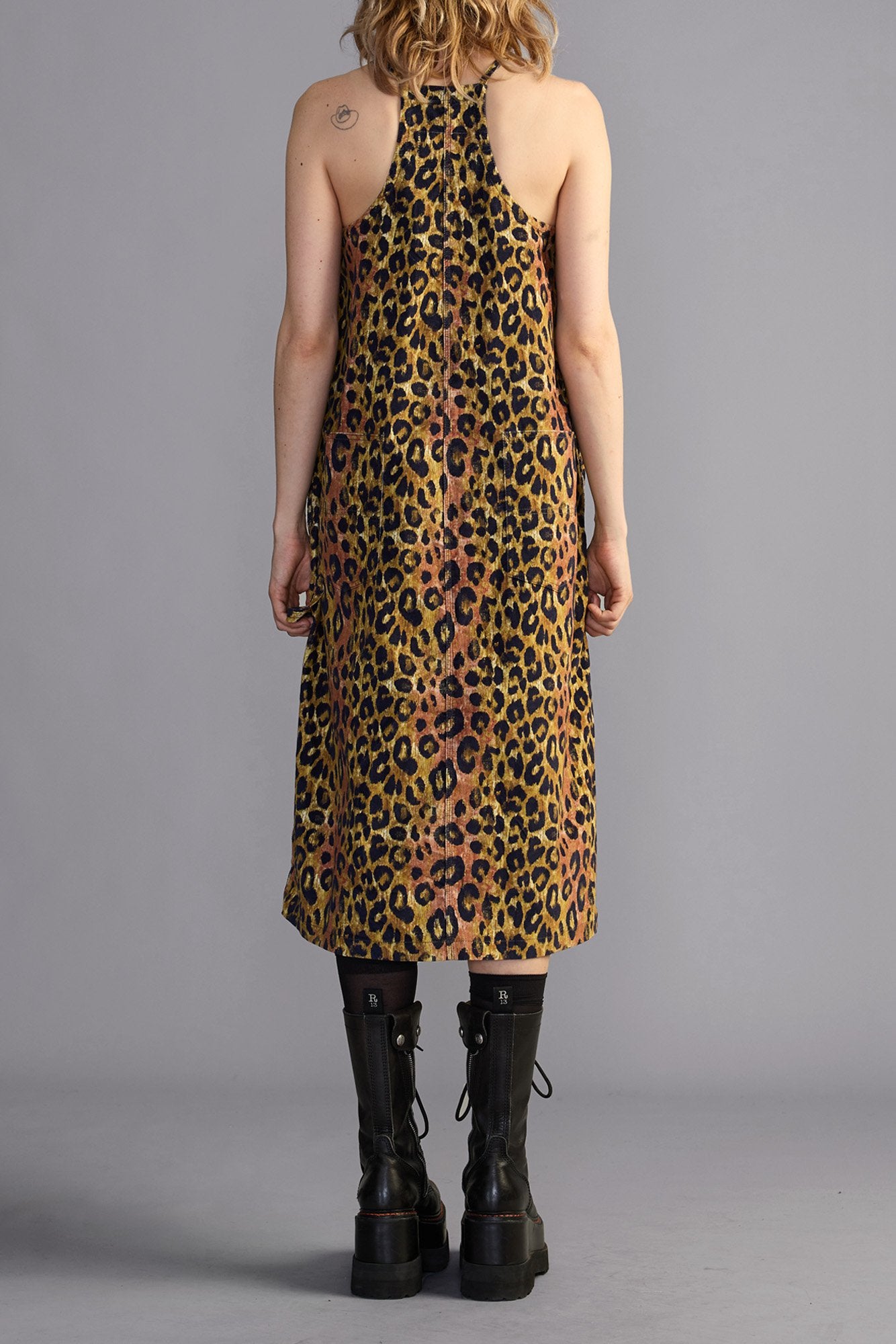 Relaxed Strappy Dress - Light Brown Pink Leopard - R13