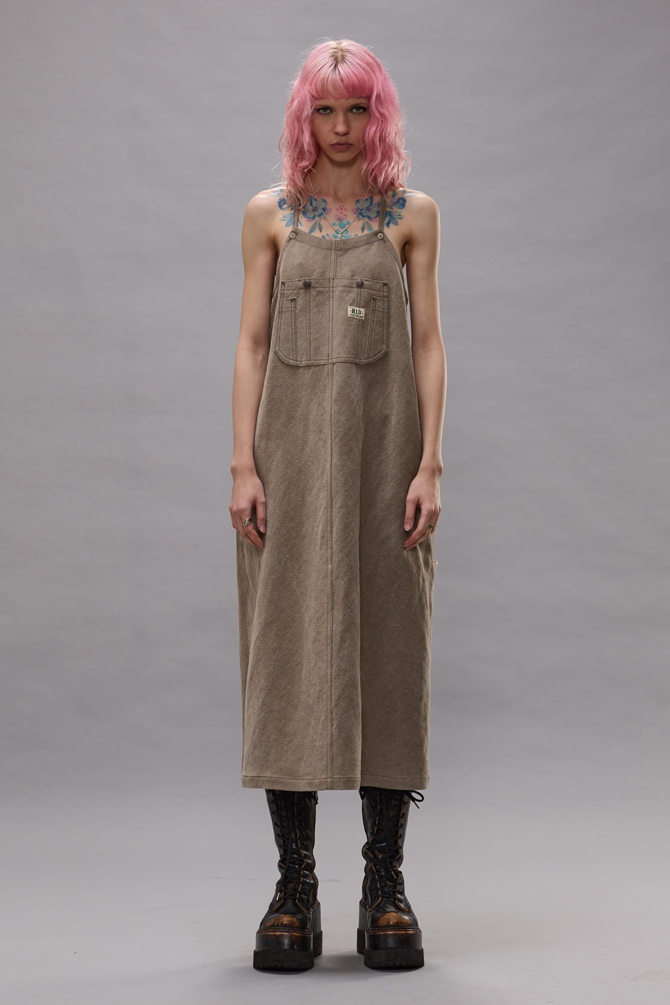 Relaxed Strappy Dress - Stone Grey - R13