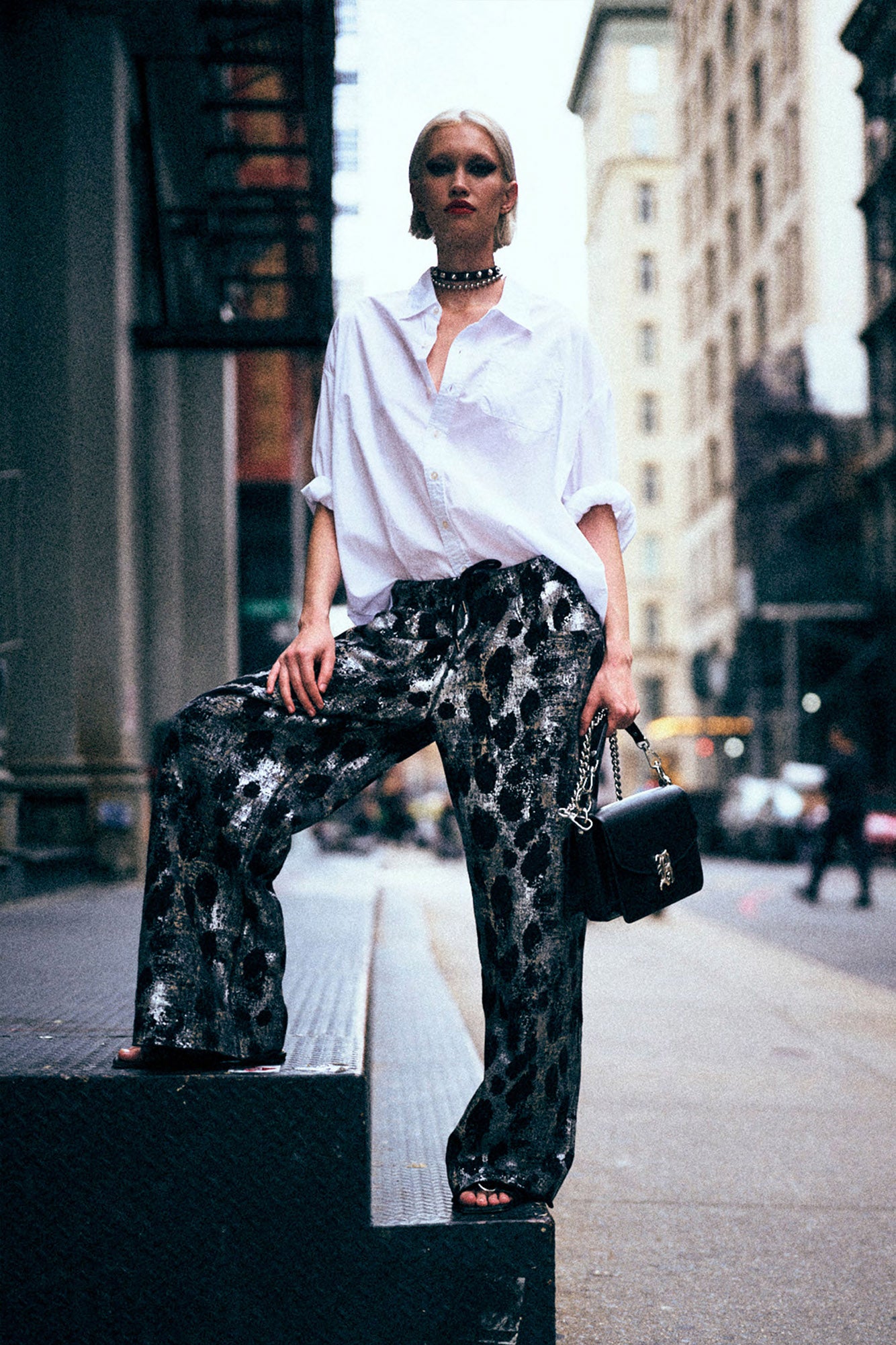 RELAXED SWEATPANT - SILVER LEOPARD ON BLACK - R13