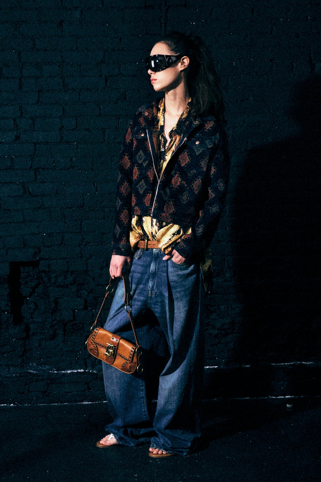 RELAXED TRUCKER JACKET - NAVY BLUE JACQUARD - R13