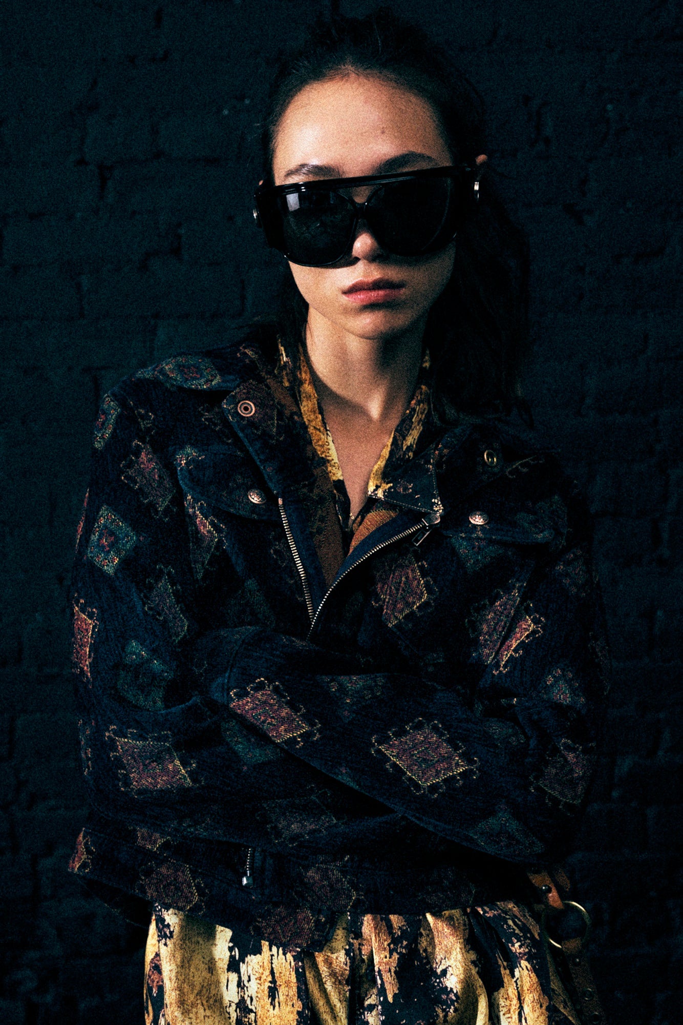 RELAXED TRUCKER JACKET - NAVY BLUE JACQUARD - R13