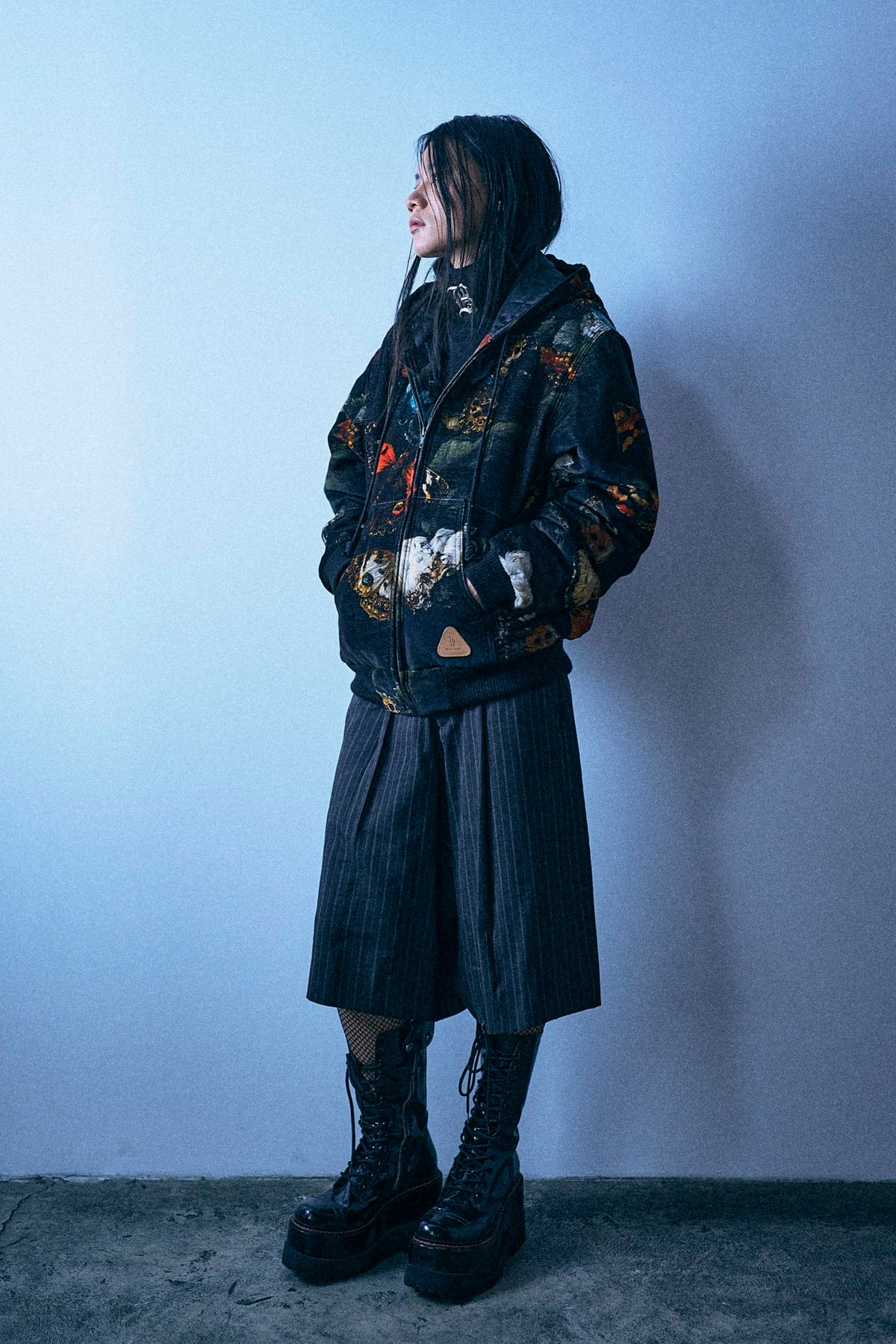 Relaxed Workwear Jacket - Floral Butterfly On Black - R13
