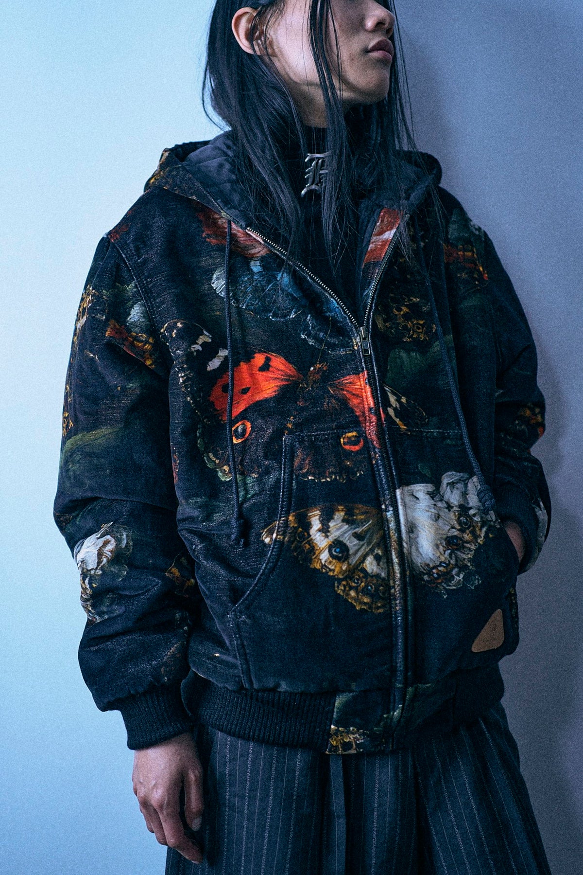 Relaxed Workwear Jacket - Floral Butterfly On Black - R13