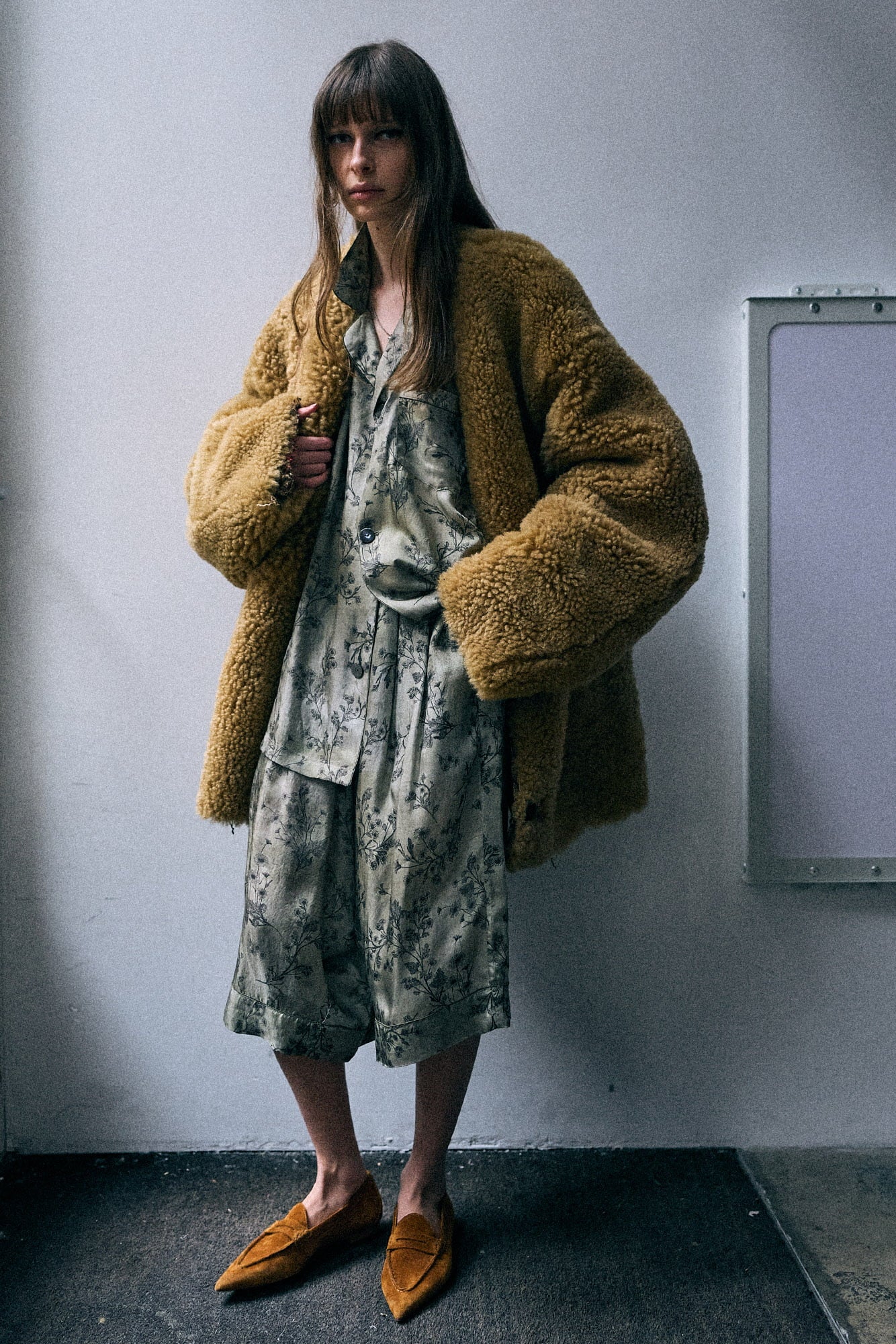 Reversible Oversized Raw Edge Woven Cardigan Jacket - Khaki Red Check - R13